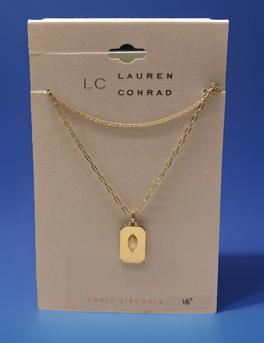 Lauren Conrad NWT 16” Gold Platted Necklace Cubic Zirconia Kohls Item