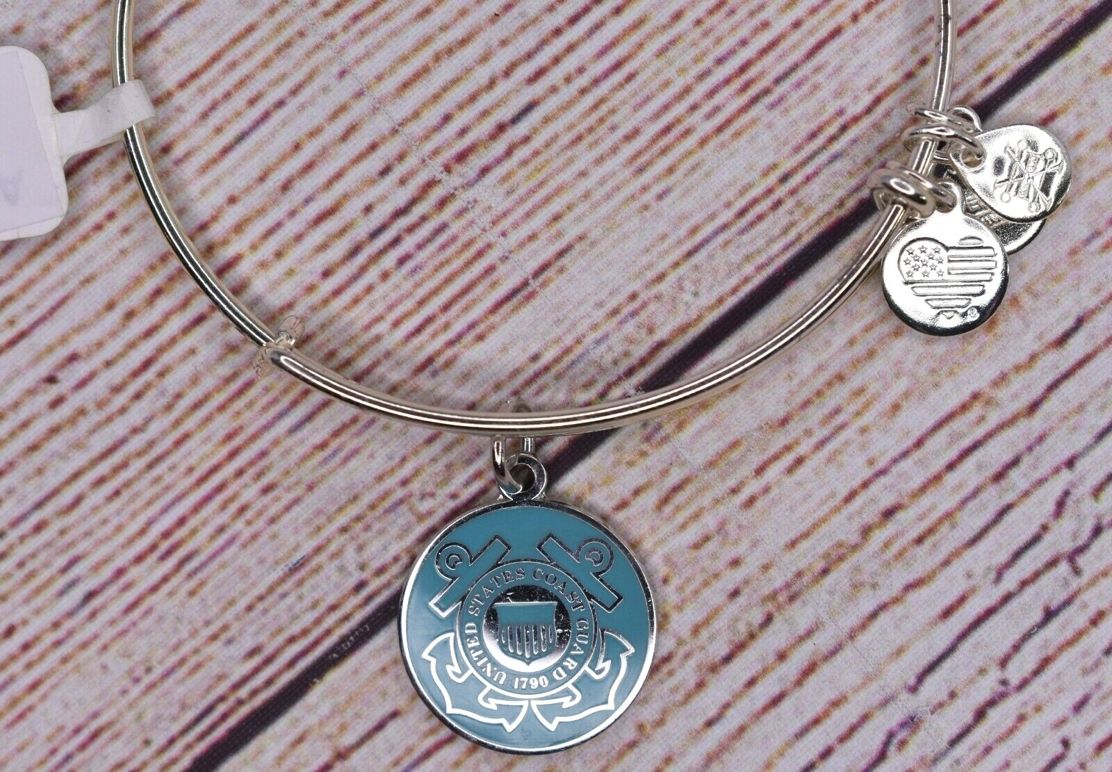 NEW NWT Alex and Ani US Coast Guard Charm Shiny Silver Bracelet
