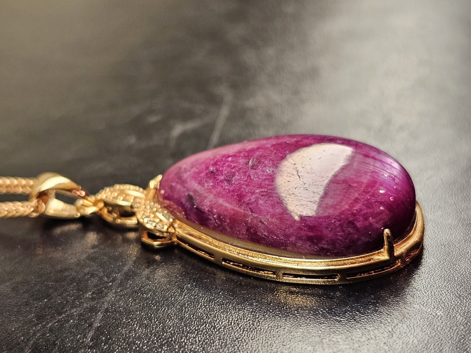 Top Quality Rare Ruby Zoisite Crystal Pendant Necklace Gold Plated S925 Necklace