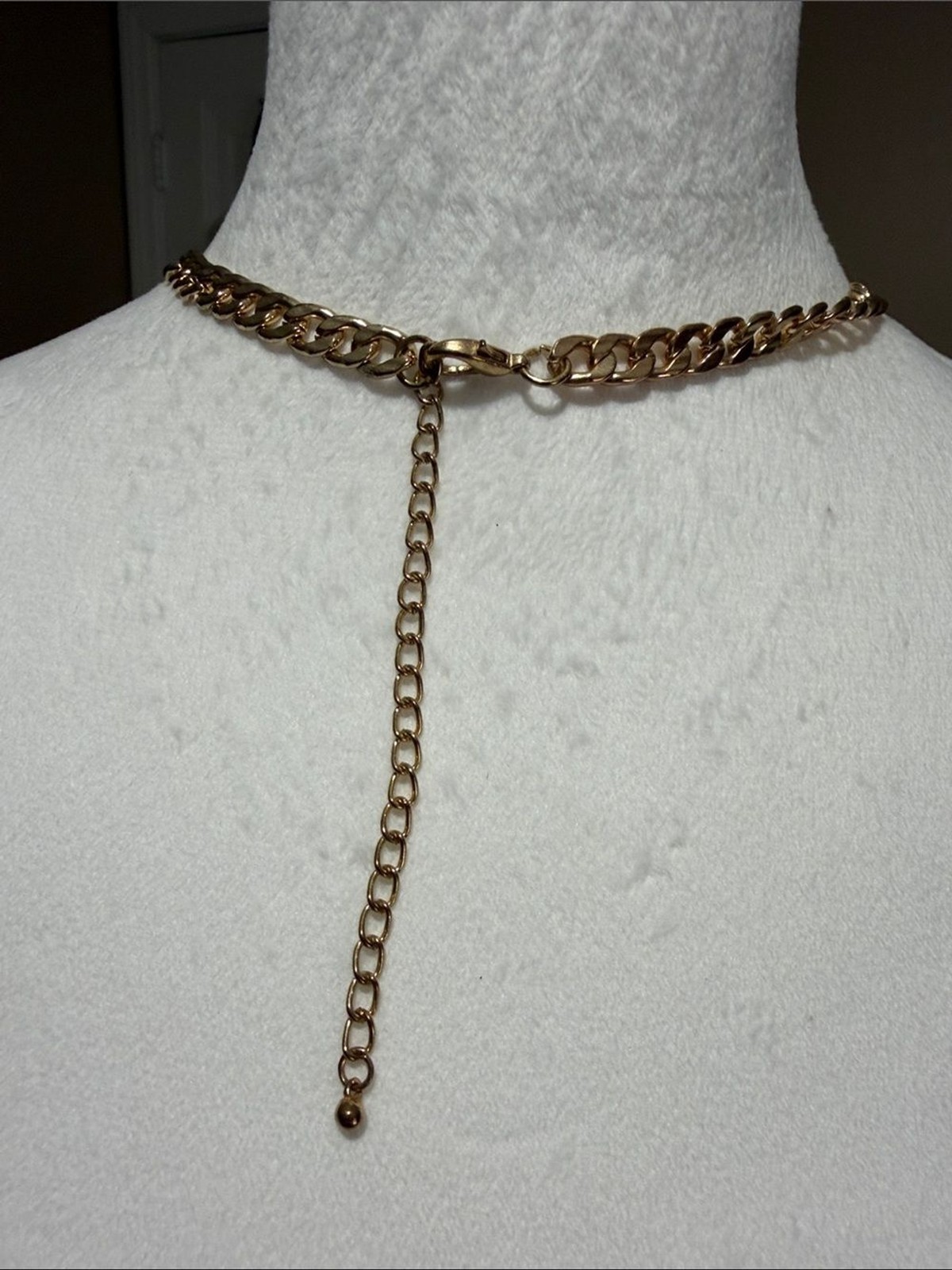 Chunky Red Acrylic/Lucite Cabochon Statement Bib Necklace with Gold-Tone Chain
