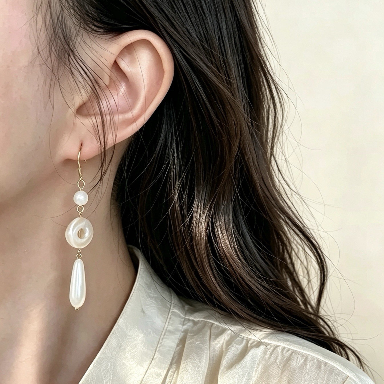 Handcrafted Natural Shell Drop Earrings 925 Sterling Silver Hooks Light Jewelry