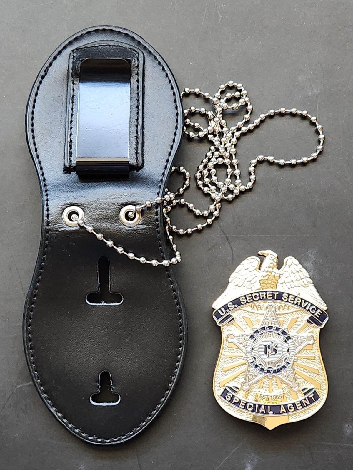 U.S. Secret Service Replica Metal Badge with Holder, for Cosplay, Movie Prop