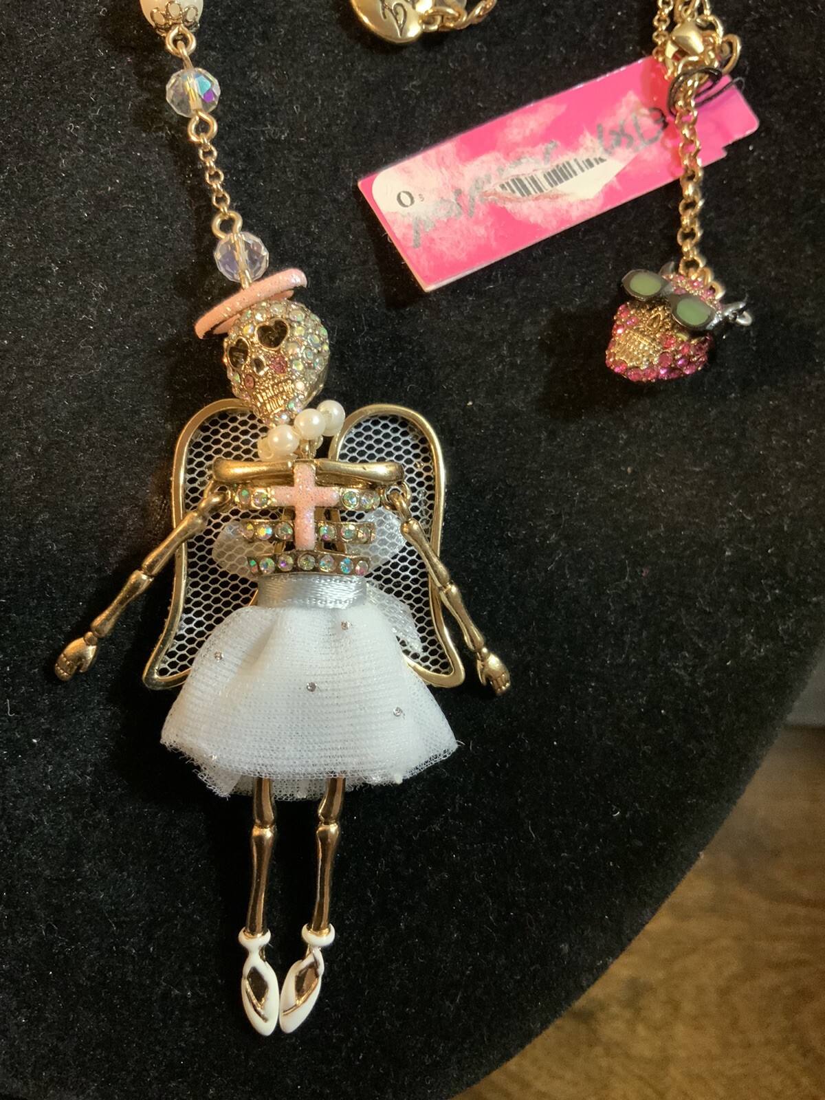 Betsey Johnson White Angel with Dangling Devil Necklace Extremely Rare – 1