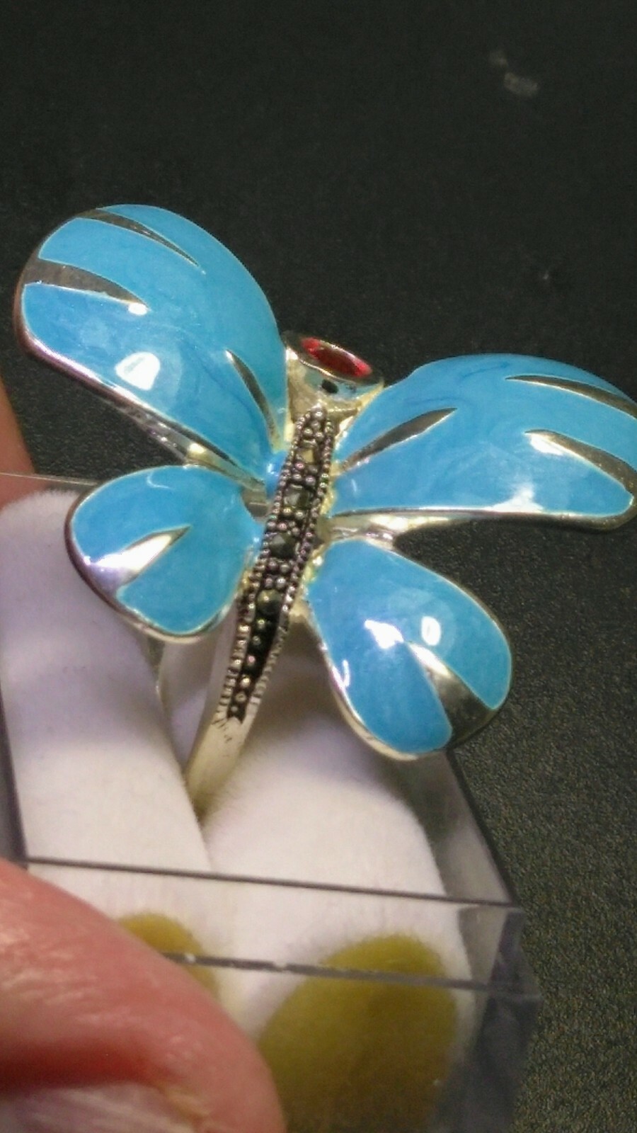 LIVELY MEENAKARI BUTTERFLY IN STERLING SILVER.925 RING SIZE 9.0-9.25