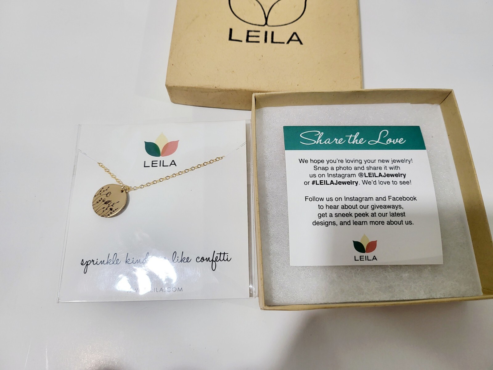 Leila Round Flower Design Necklace 14K GF Sterling Silver & Gold Plated