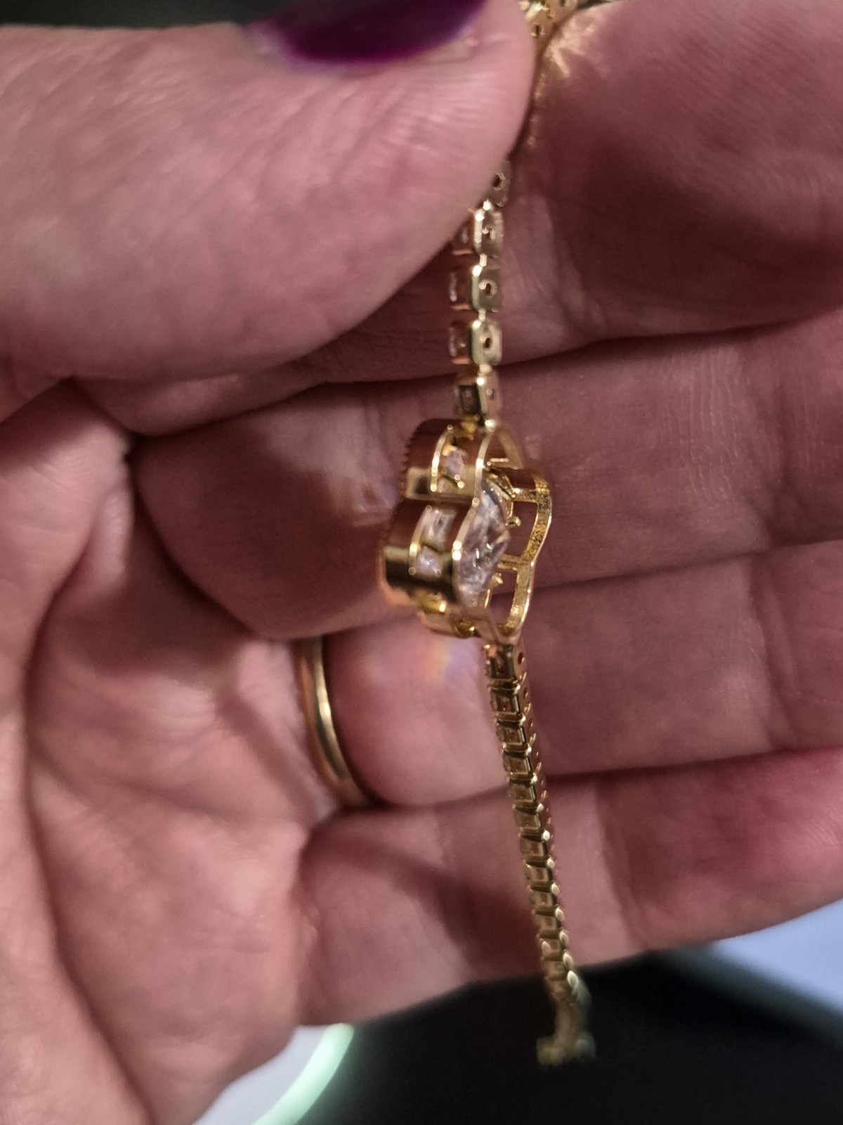 7in Tennis Bracelet With Cz Clover Gold Filled
