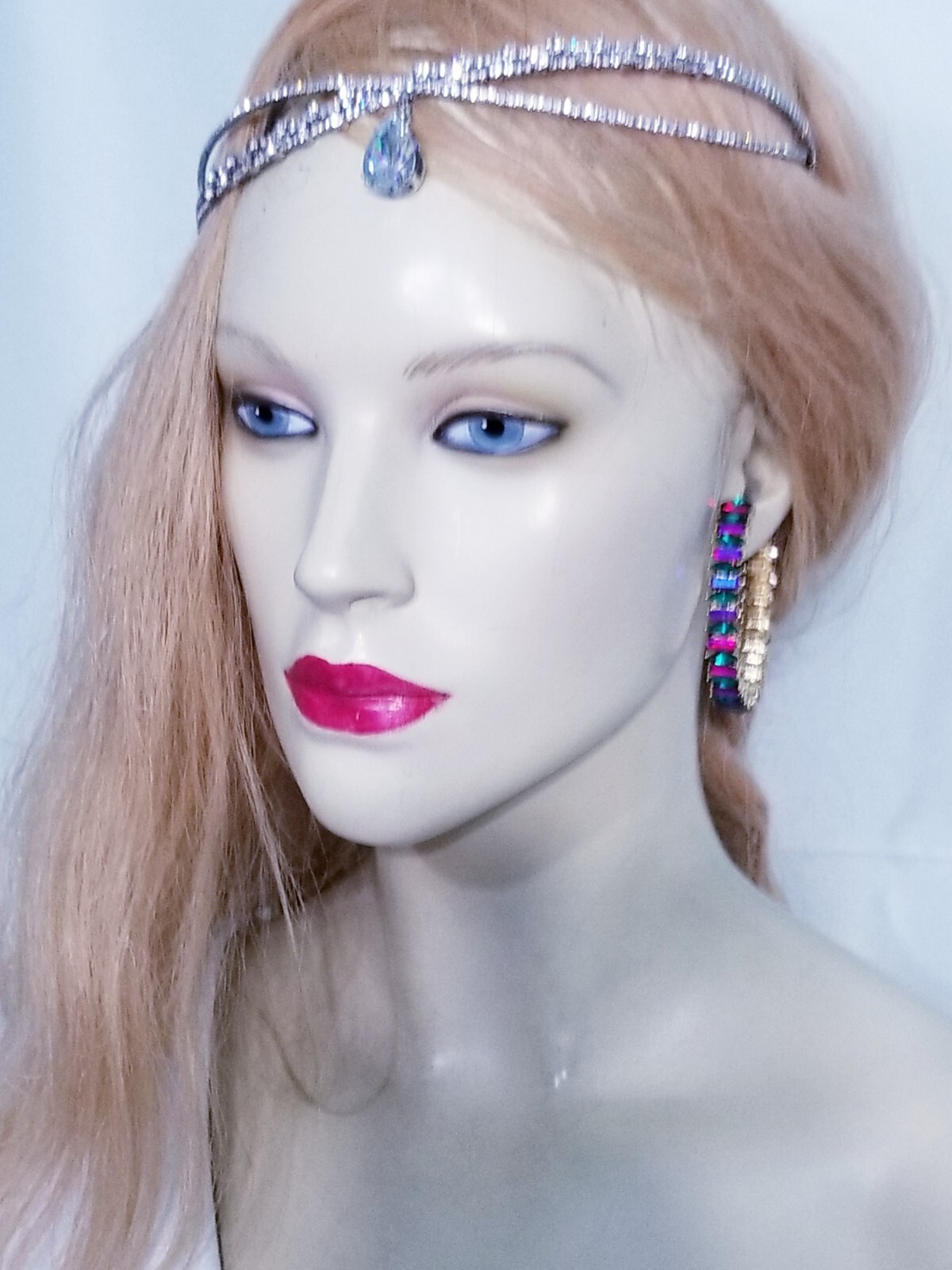 Chandelier Rhinestone Crystal Pageant Bridal Earrings Colorful Hoops 2.2 inch