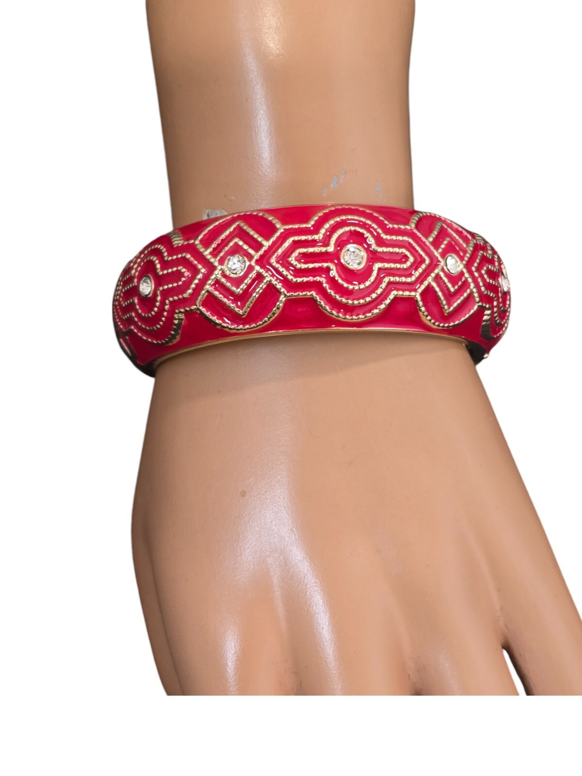 Tommy Bahama Red Medalon Statement Enamel Crystal Bangle Bracelet NWT