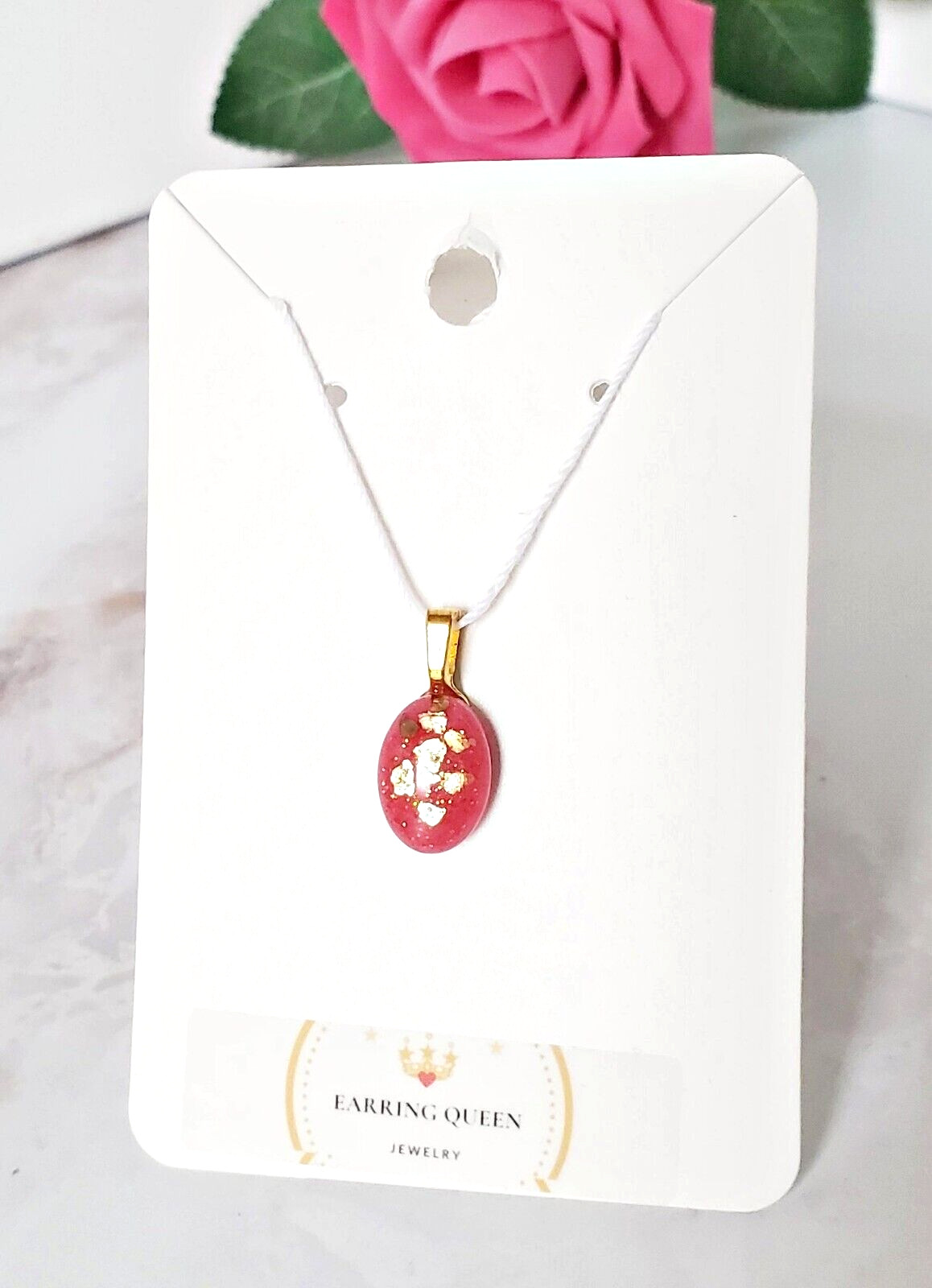 Red & Gold Pendant for Necklace Birthday Gift for Women