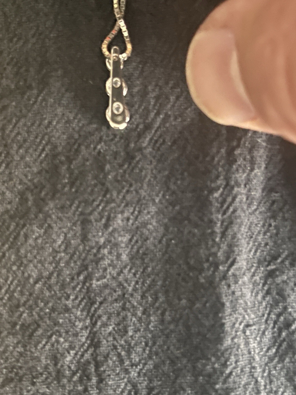 Silver Tone Box Chain Pendant Necklace 3 Round Clear Crystal Drops Lobster
