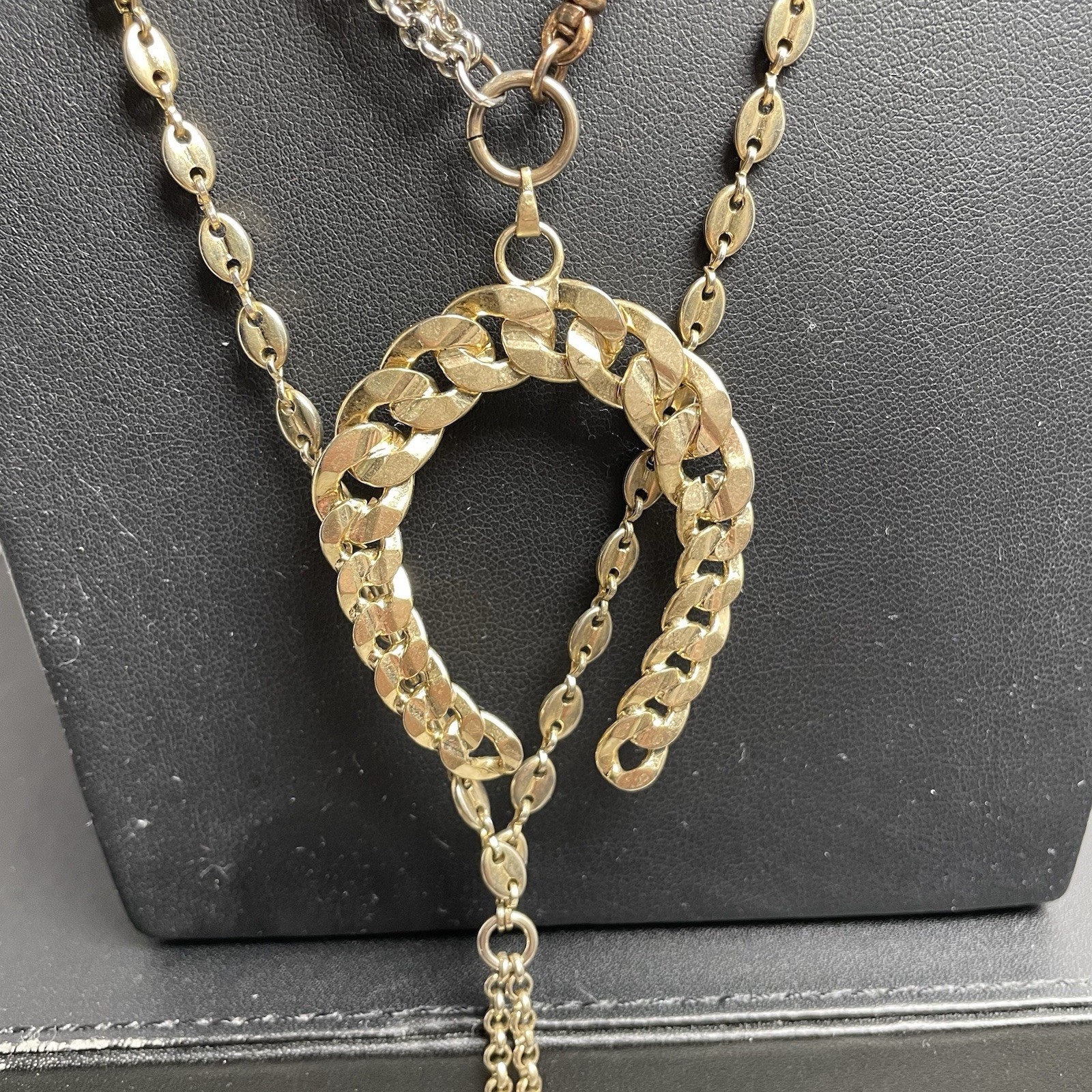 Juicy Couture Necklace Horse Shoe Stirrups Leather Gold Tone 3 Pieces Equestrian