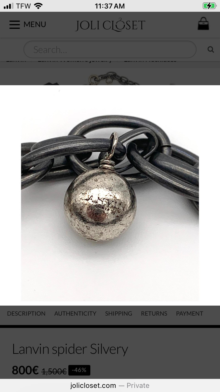 Lanvin Central Spider with Gray, Black, Clear Stones Ribbon and Tulle Necklace