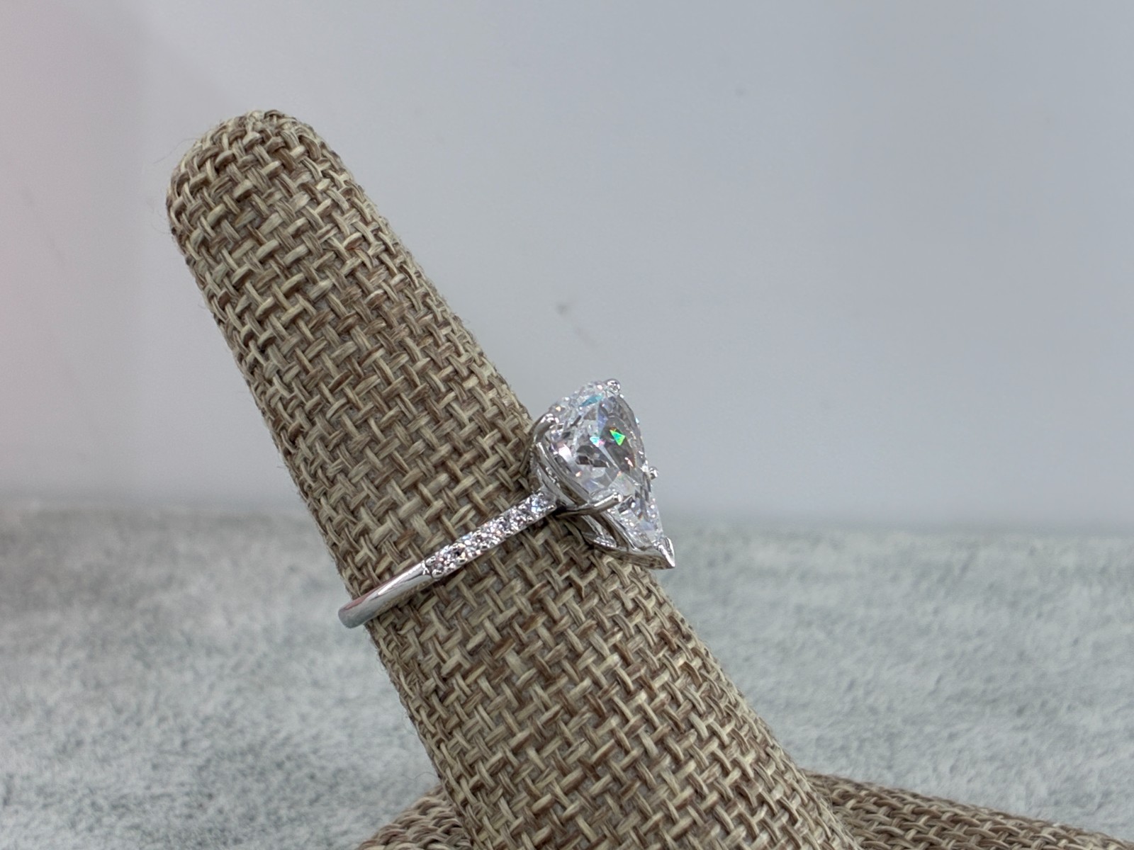 Diamonique Jennifer Miller Heart Ring Pave Stones Sterling Silver Ring Sz 7