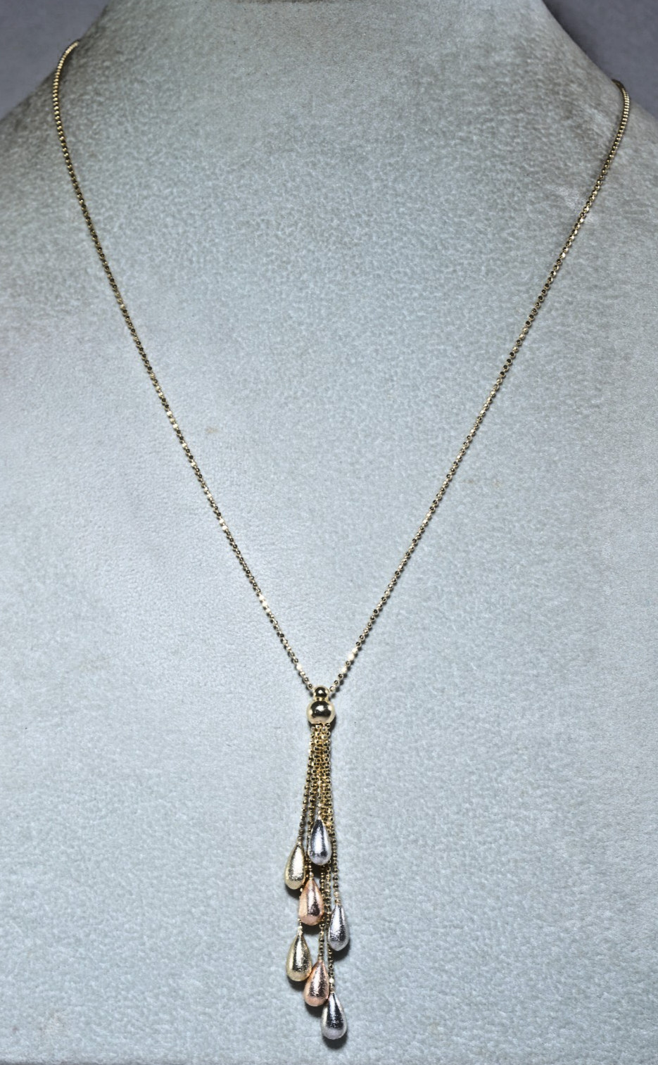 HANNOUSH JEWELERS 14K Gold Waterfall Drop Pendant Tri-Colored Gold 4 grams