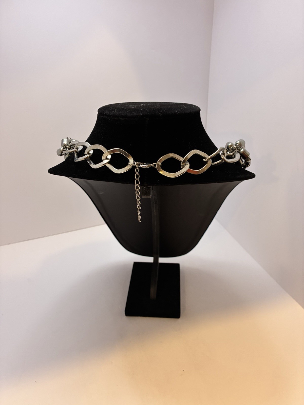 Vintage Multi Strand Braided Panther Mesh Statement Necklace Silvertone 24″
