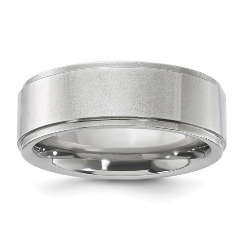 *BRAND NEW* Chisel Vitalium White Polished Ridged Edge Flat 8mm Band VB116-10