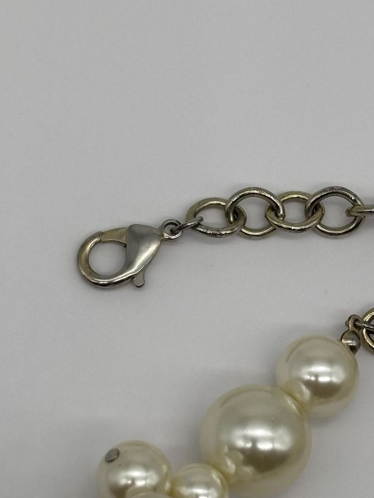 Faux Pearls Cluster Statement Collar Necklace Cream Silver-Tone Adjustable Clasp