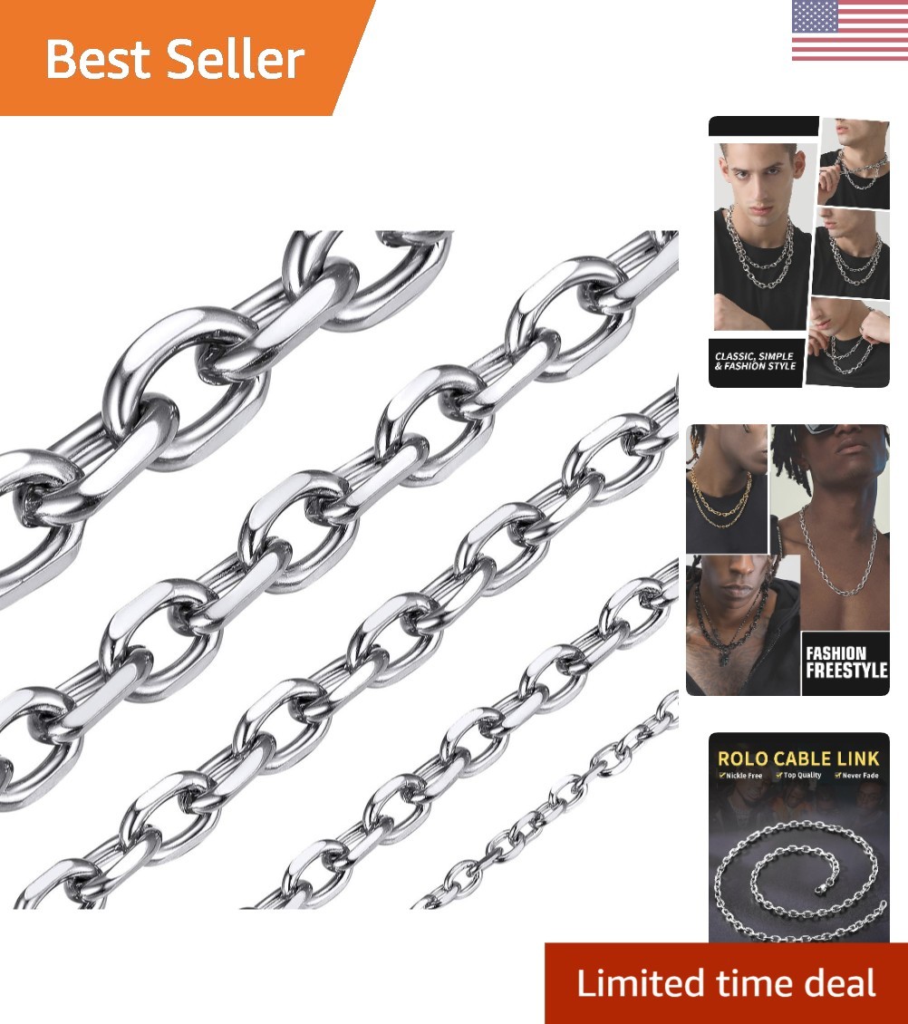 Stylish Stainless Steel Cable Chain Necklace – Multiple Sizes & Colors Available