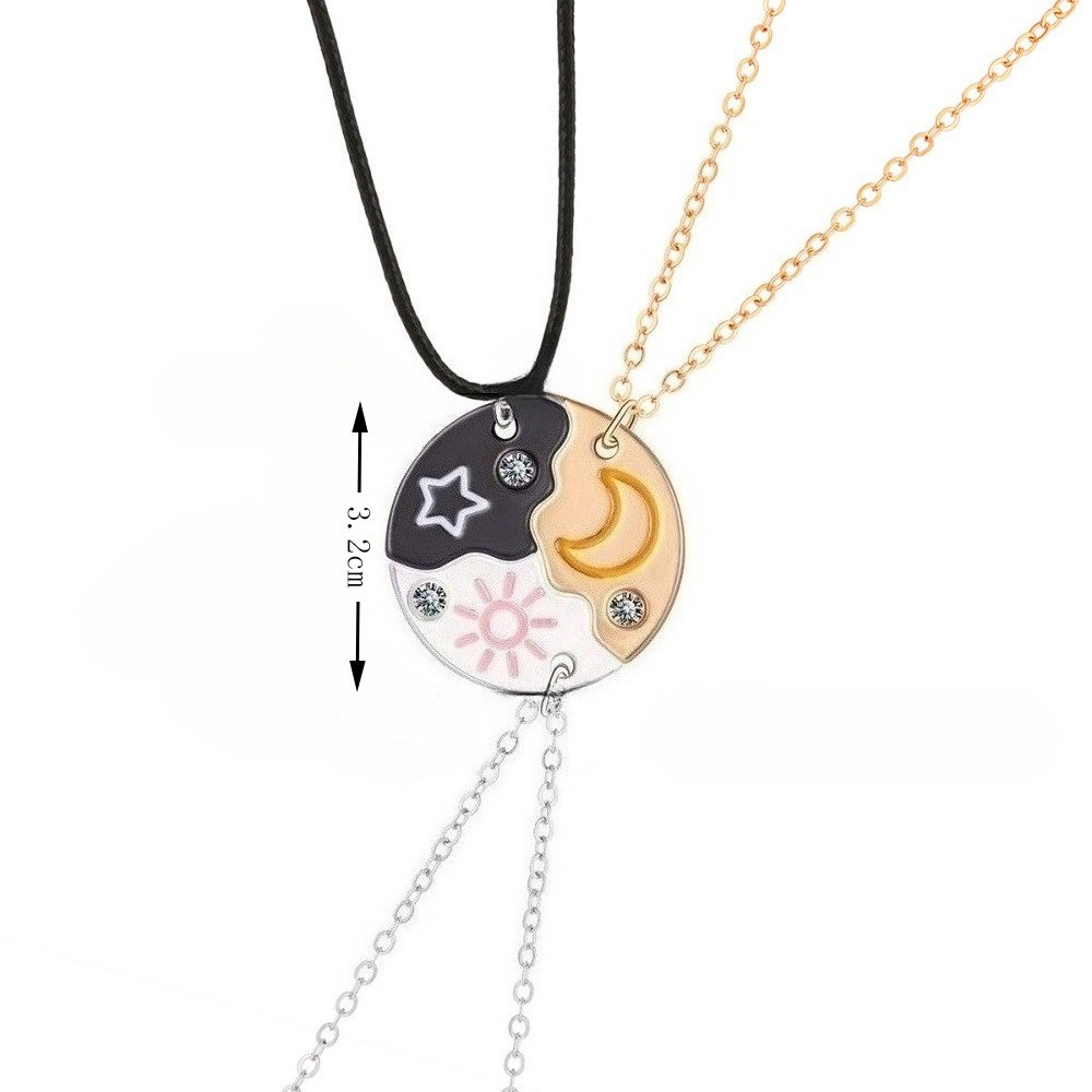 3 Pcs/set New Sun Moon Star Pendant Necklace for Women’s Best Friends Forever Fr