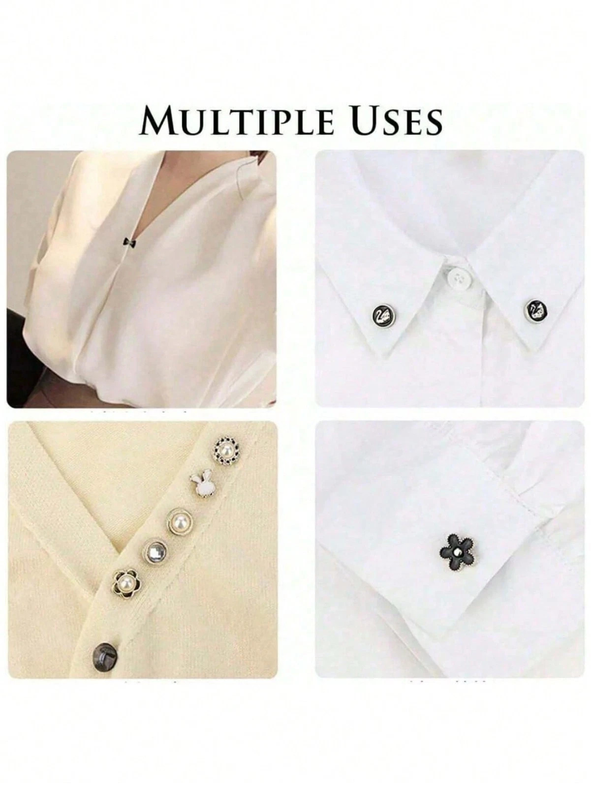 Women Shirt Brooch Buttons Blouse Pins Modesty Pins Cover Up Brooch Pins