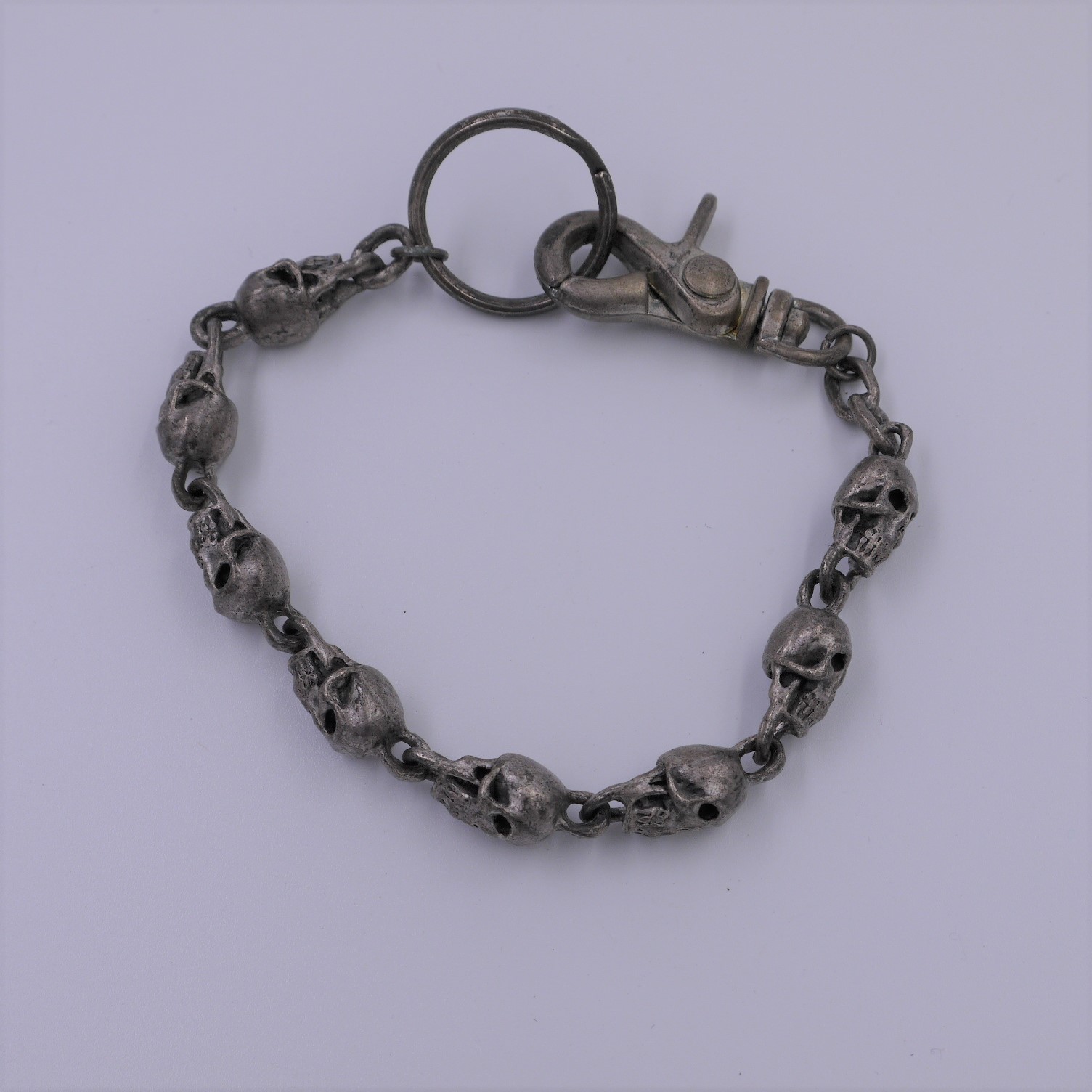 Detailed Skull Link Bracelet Halloween Gothic Costume Jewelry. 10 inches long.