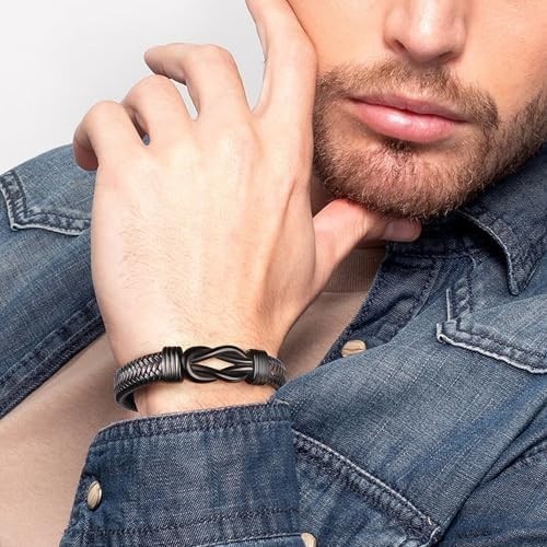 To My Son Bracelet from Dad Gifts for Son Men Leather Bracelets for Teen Gift..