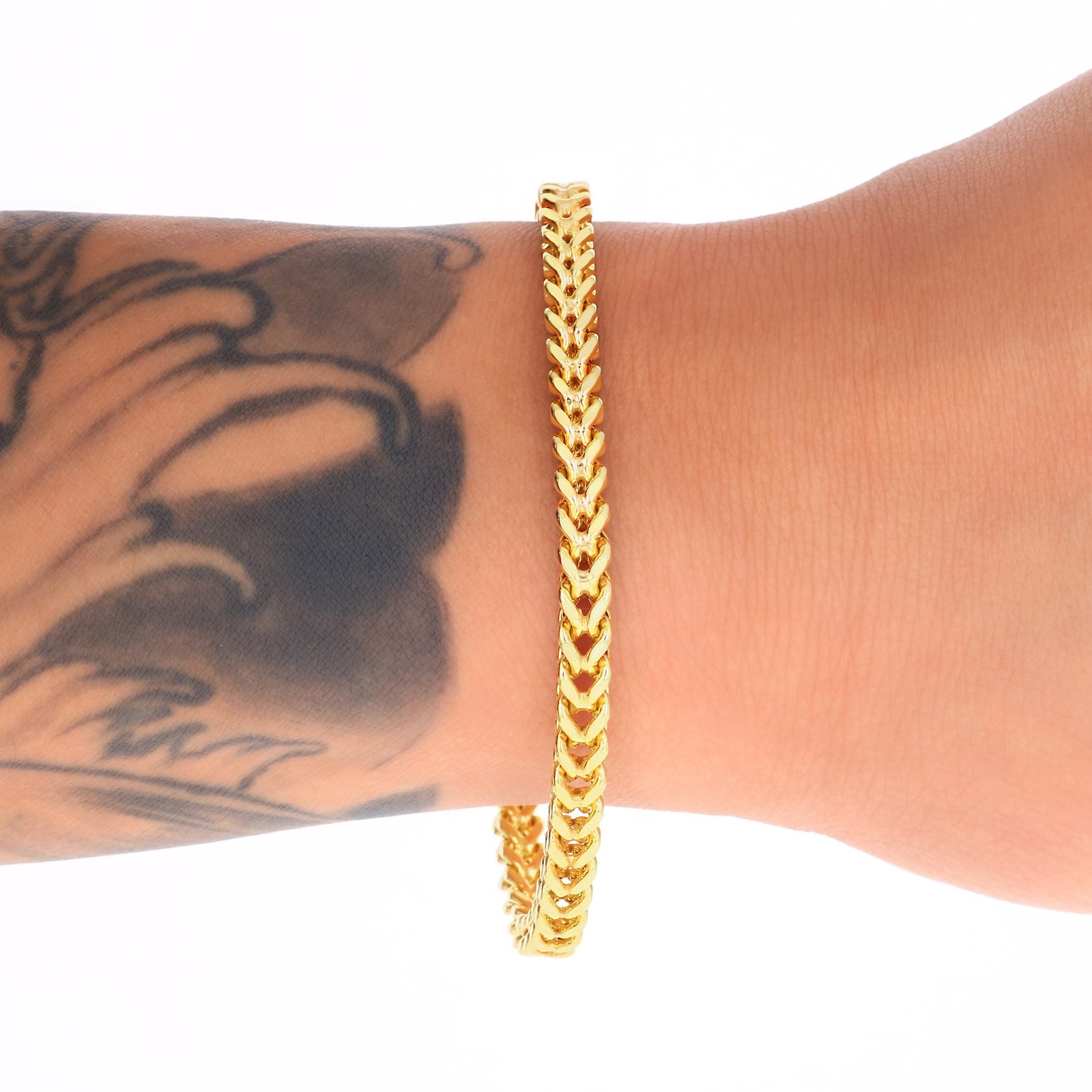 10k Yellow Gold 1.5mm-6mm Franco Box Bracelet Chain Men Women 7″ 7.5″ 8″ 8.5″ 9″