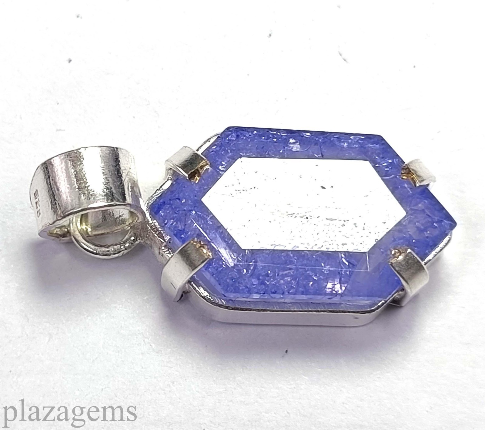 EGL Certified 32.00 Ct Blue Tanzanite Fancy Cut Pendant 925 Silver Chain “5NSP