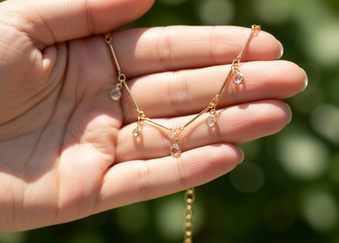 Elegant 18K Gold Plated Brass Anklet Minimalist Dangle Clear CZ Stone Chain