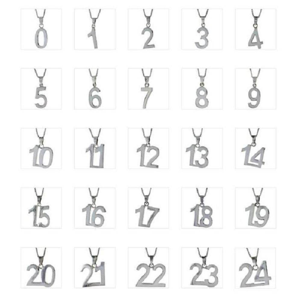 Sterling Silver Any One Number Pendant / Charm from 0 to 24