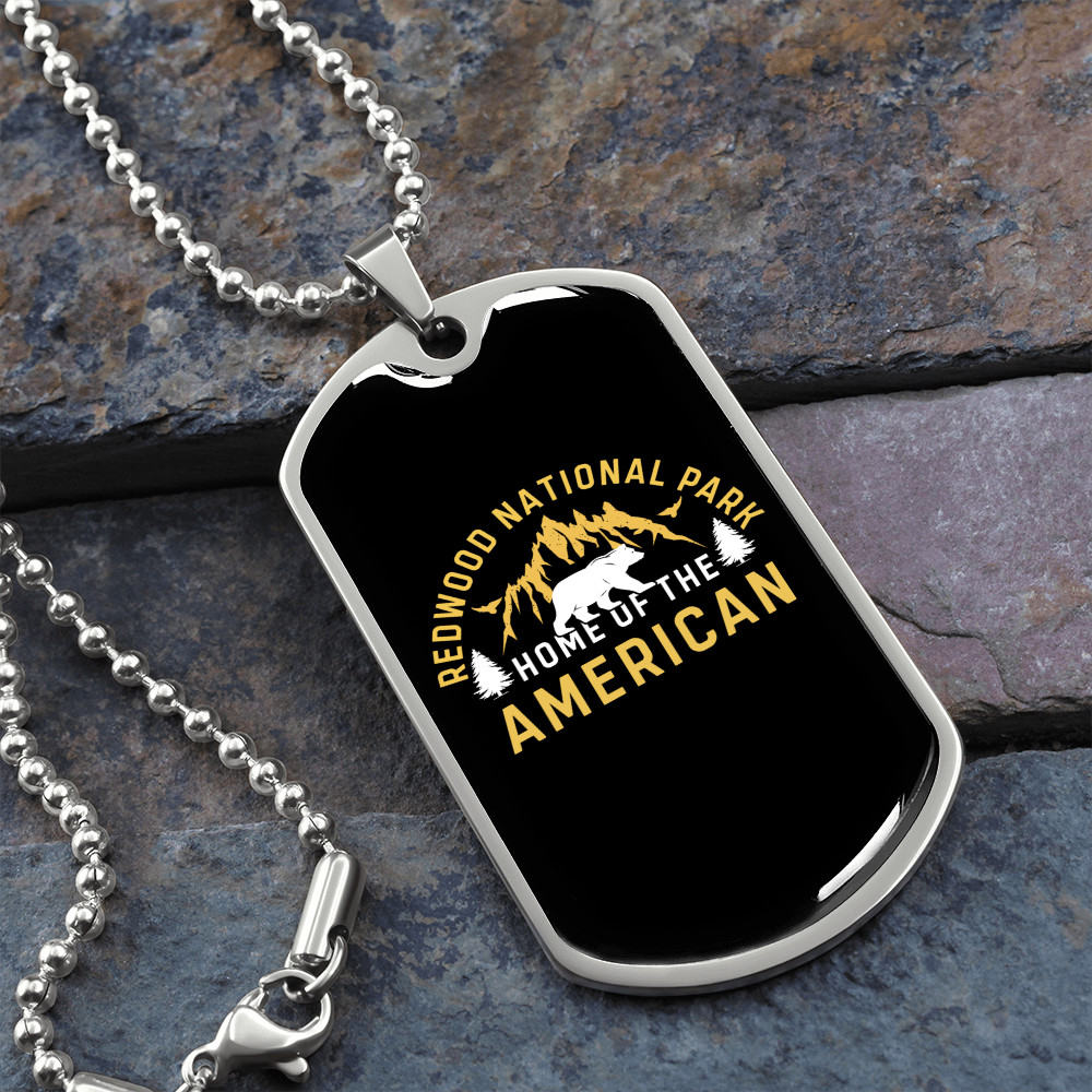 Camper Necklace Home of The American Necklace Stainless Steel or 18k Gold Dog T