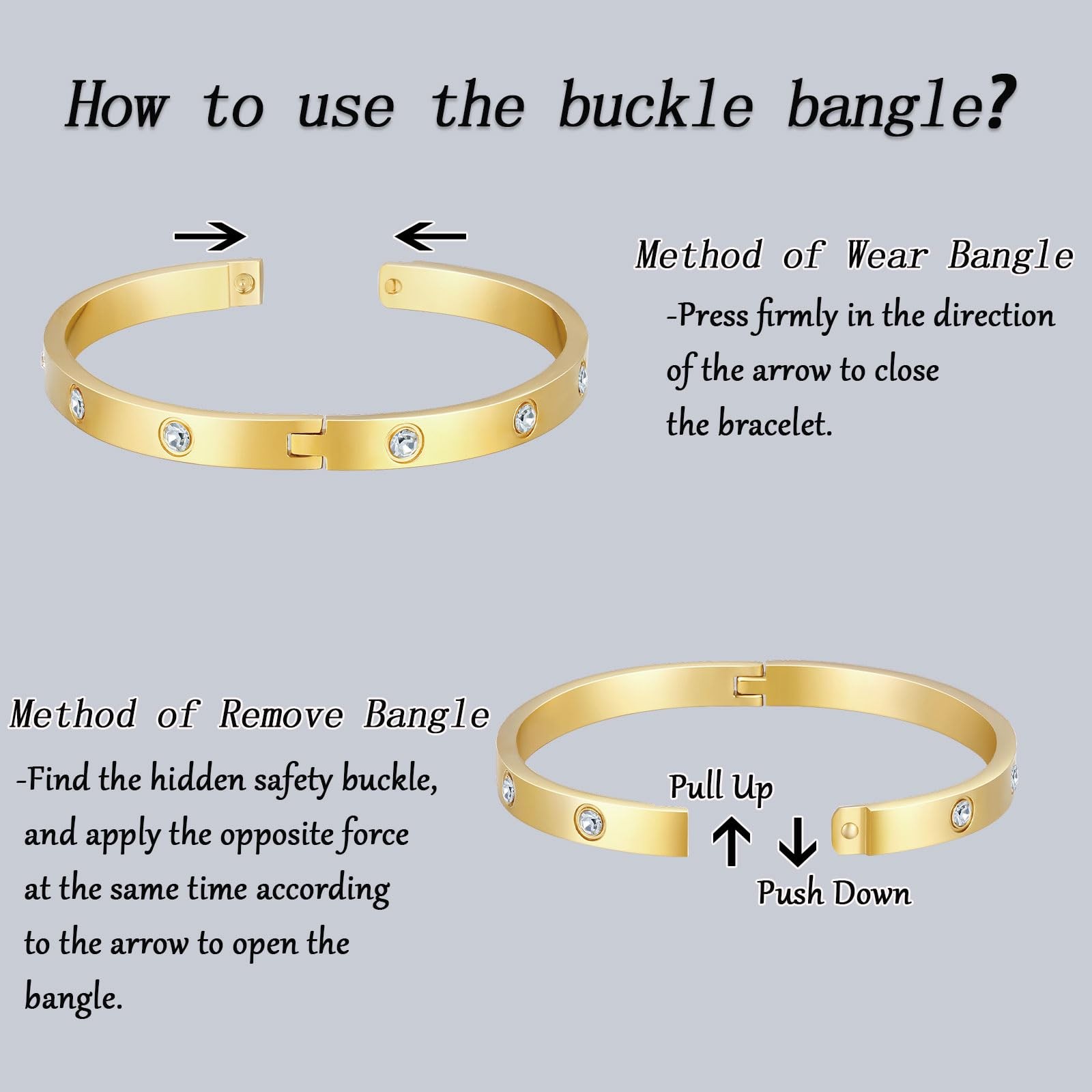 18k Gold-Plated Love Bangle Bracelet, Stainless Steel Bangle Bracelets for – 03