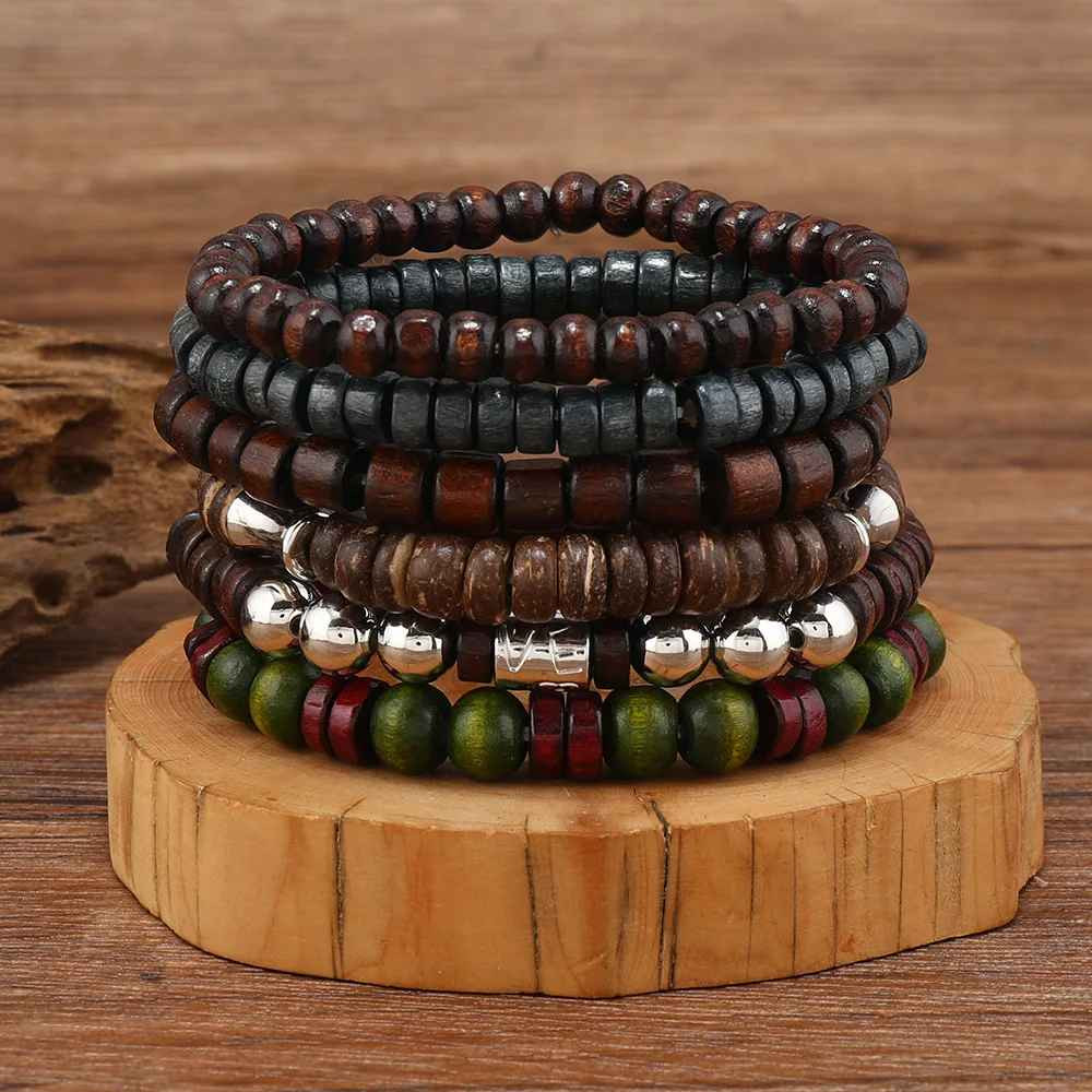 10Pcs Men’s Stylish Leaves Vintage Bohemia Bracelets Fashion Wristwear Jewelry