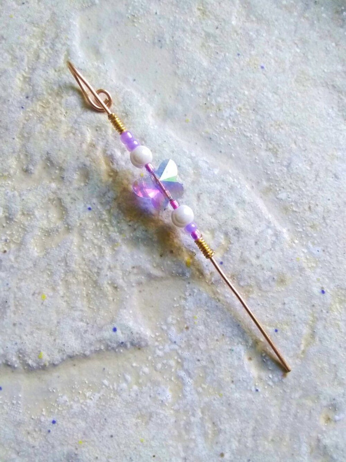 Romantic Lilac Butterfly ~ Helix Hook Needle Earring, Ear Needle, Ear Crawler
