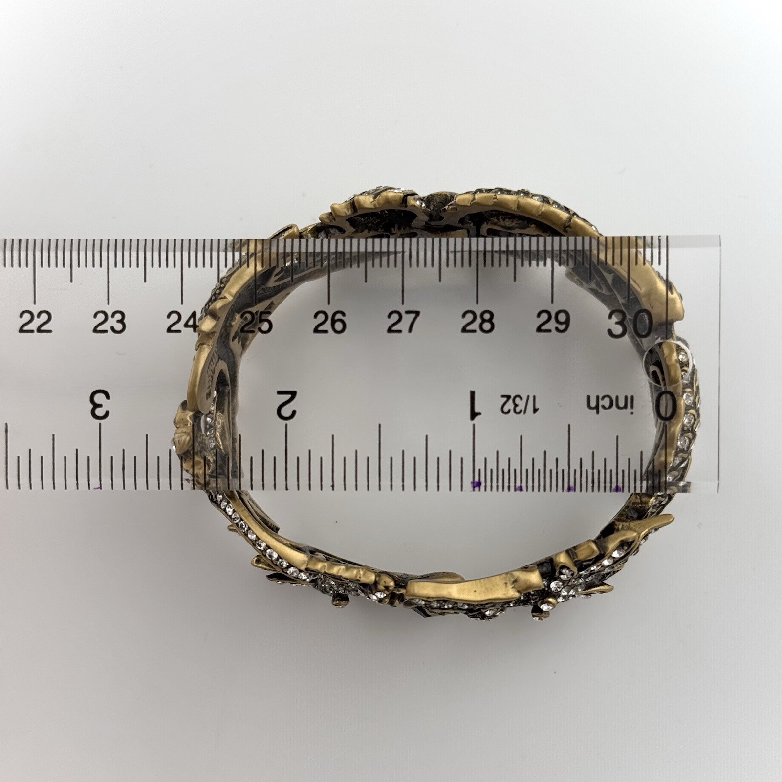 Rare Dragons Heidi Daus Signed Hinge Cuff Bracelet w/ White+Black Swarovski Gems