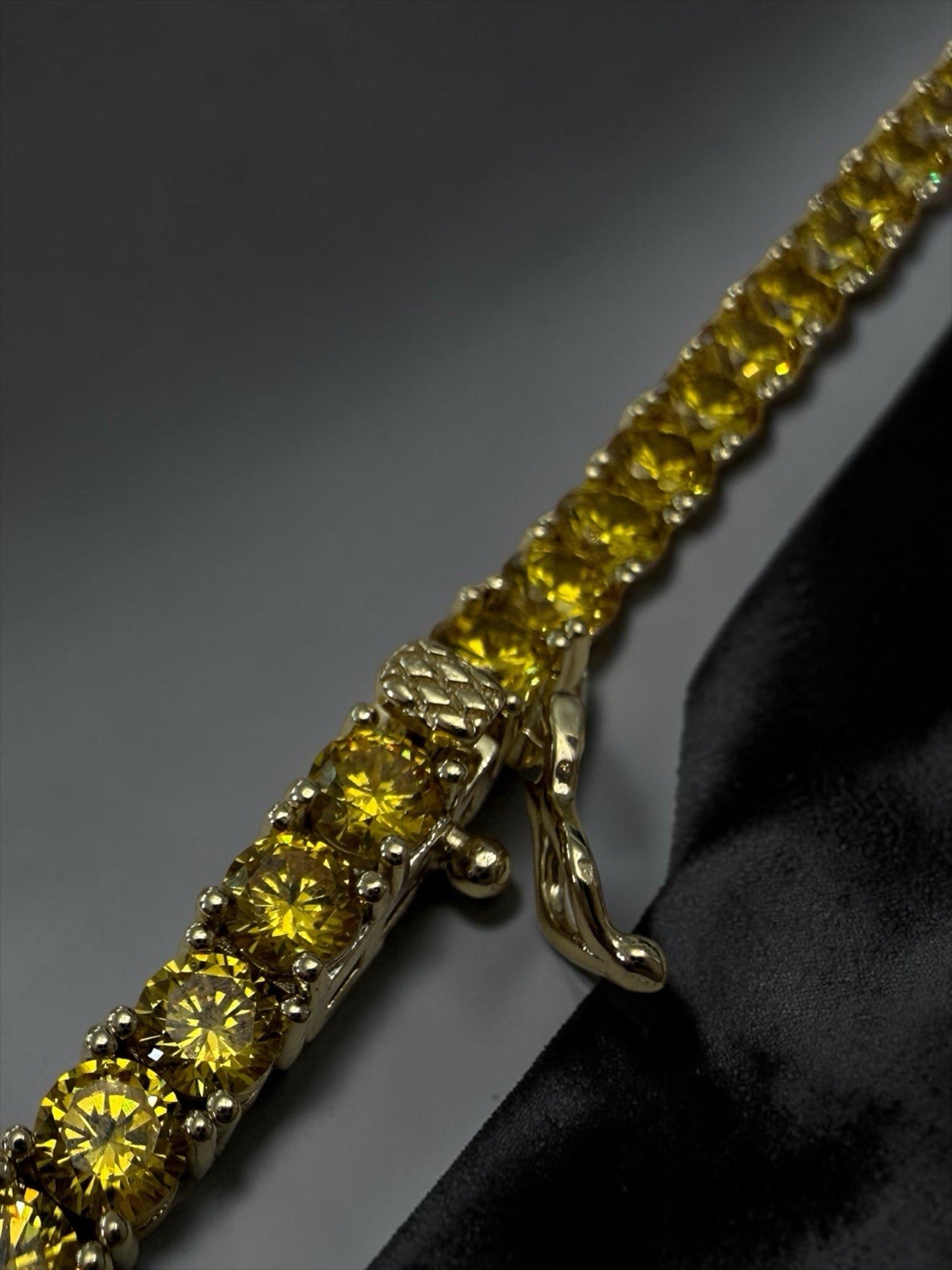 4mm Yellow Canary Gold Plated Brass Iced Out Cubic Zirconia Tennis Necklace