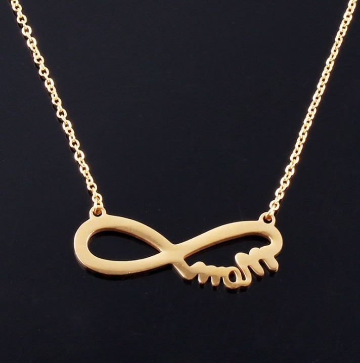 Infinity Symbol Love MOM Stainless Steel Women Ladies Girls Pendant Necklace PE8