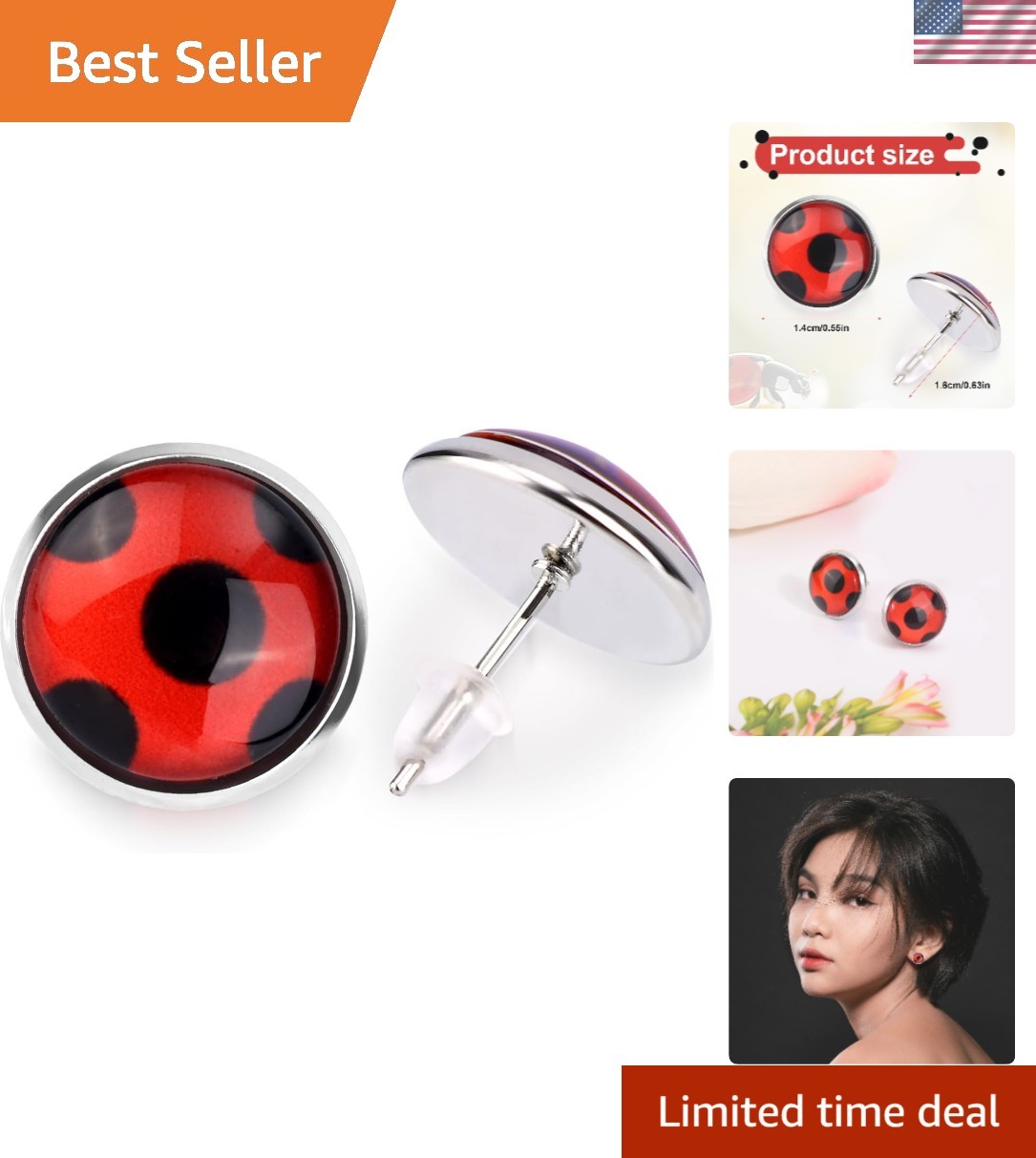 Charming Red and Black Ladybug Earrings – Whimsical Fashion for Any Event