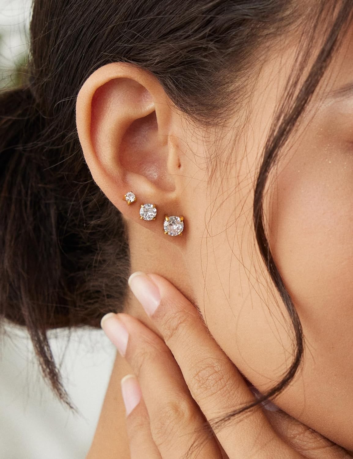 WSSXC 20G Hypoallergenic Flat Back Earrings for Women Men Silver 14K Gold Stainl