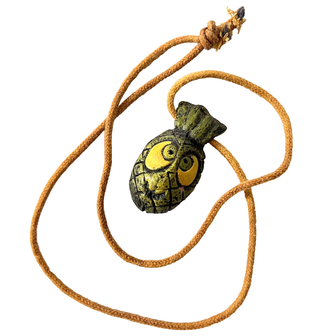 Tiki Tony Pineapple Clay Pendant Tiki Necklace Kids Ladies 2015 Short 11″ Drop