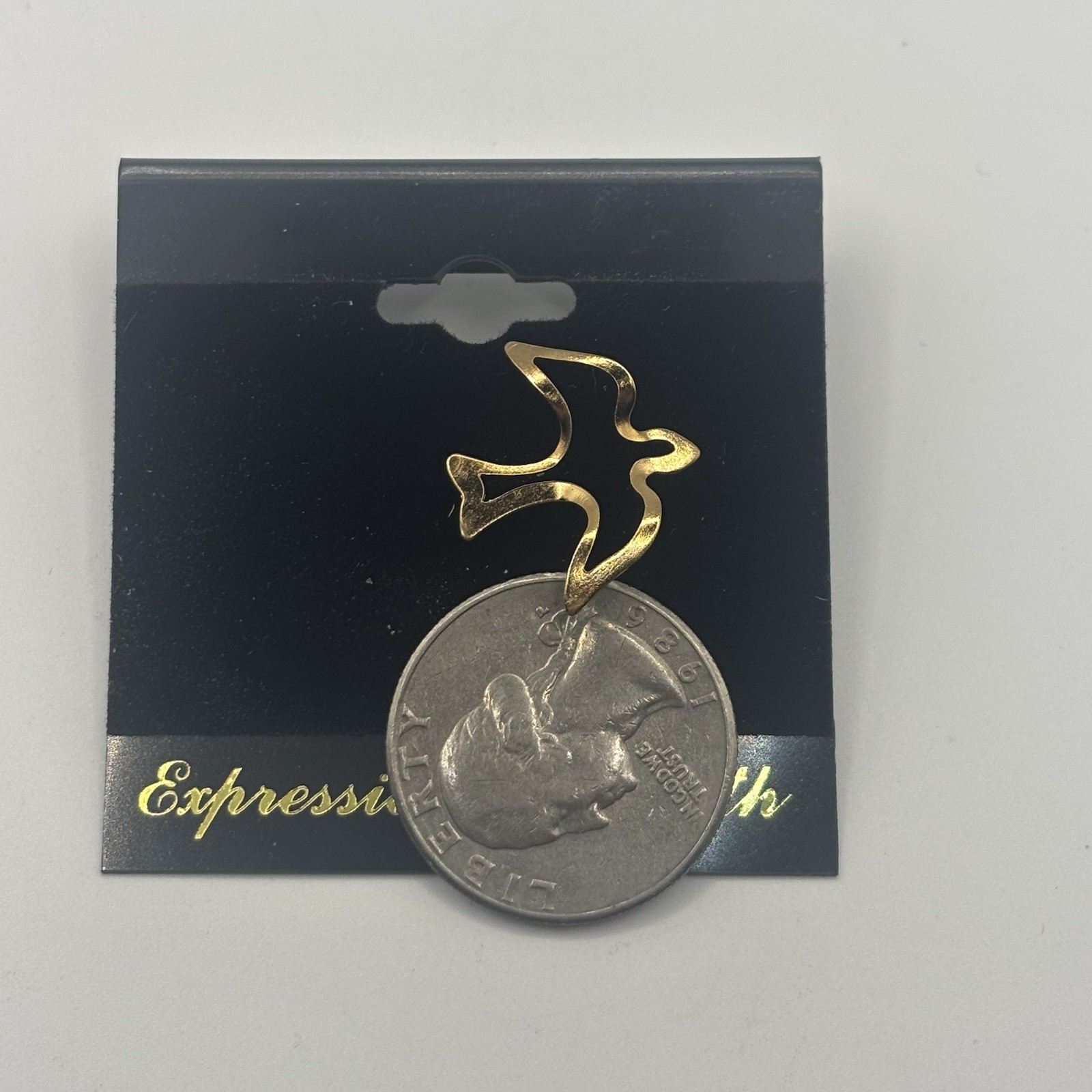 New Expressions of Faith Dove Holy Spirit Snapback Lapel Pin Gold Tone Spiritual