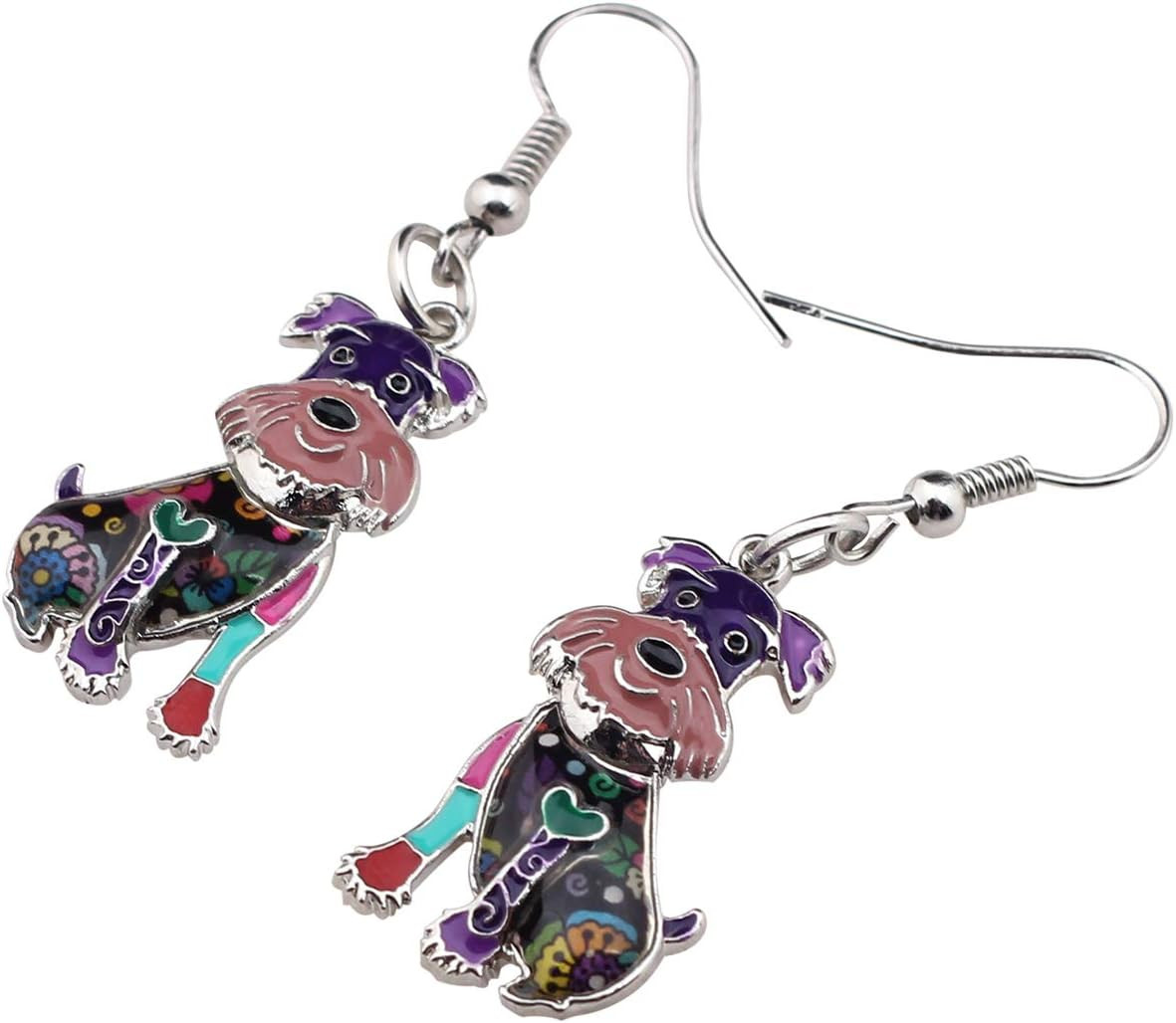 Enamel Alloy Smile Schnauzer Dog Pets Earrings for Women Jewelry Novelty Funny C