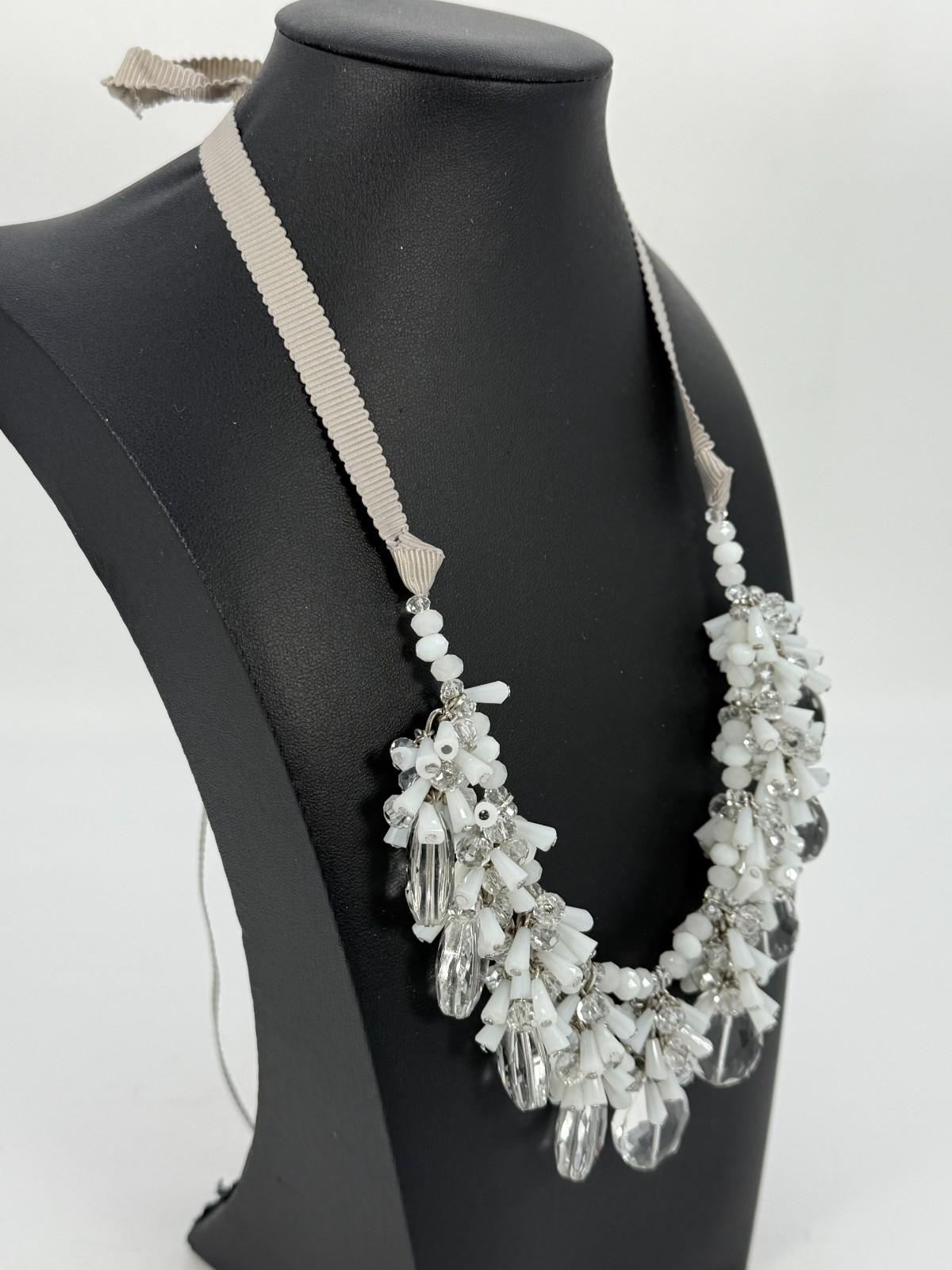 Dangling Faceted Glass Necklace Adjustable Length Ribbon J. Crew? Weddings