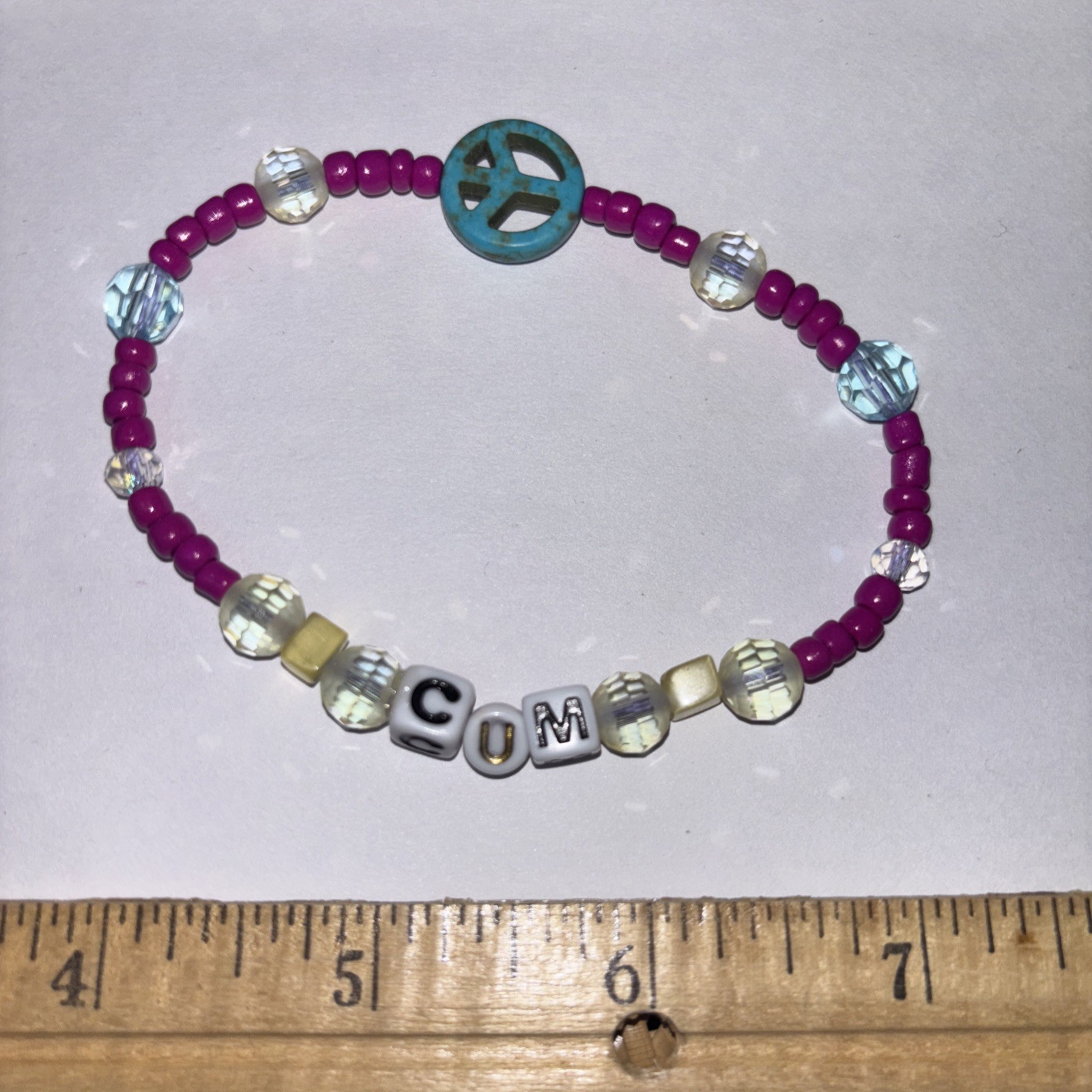 Multicolor “C*m” Bracelet Adult Humor Beaded Handmade Naughty Accessories