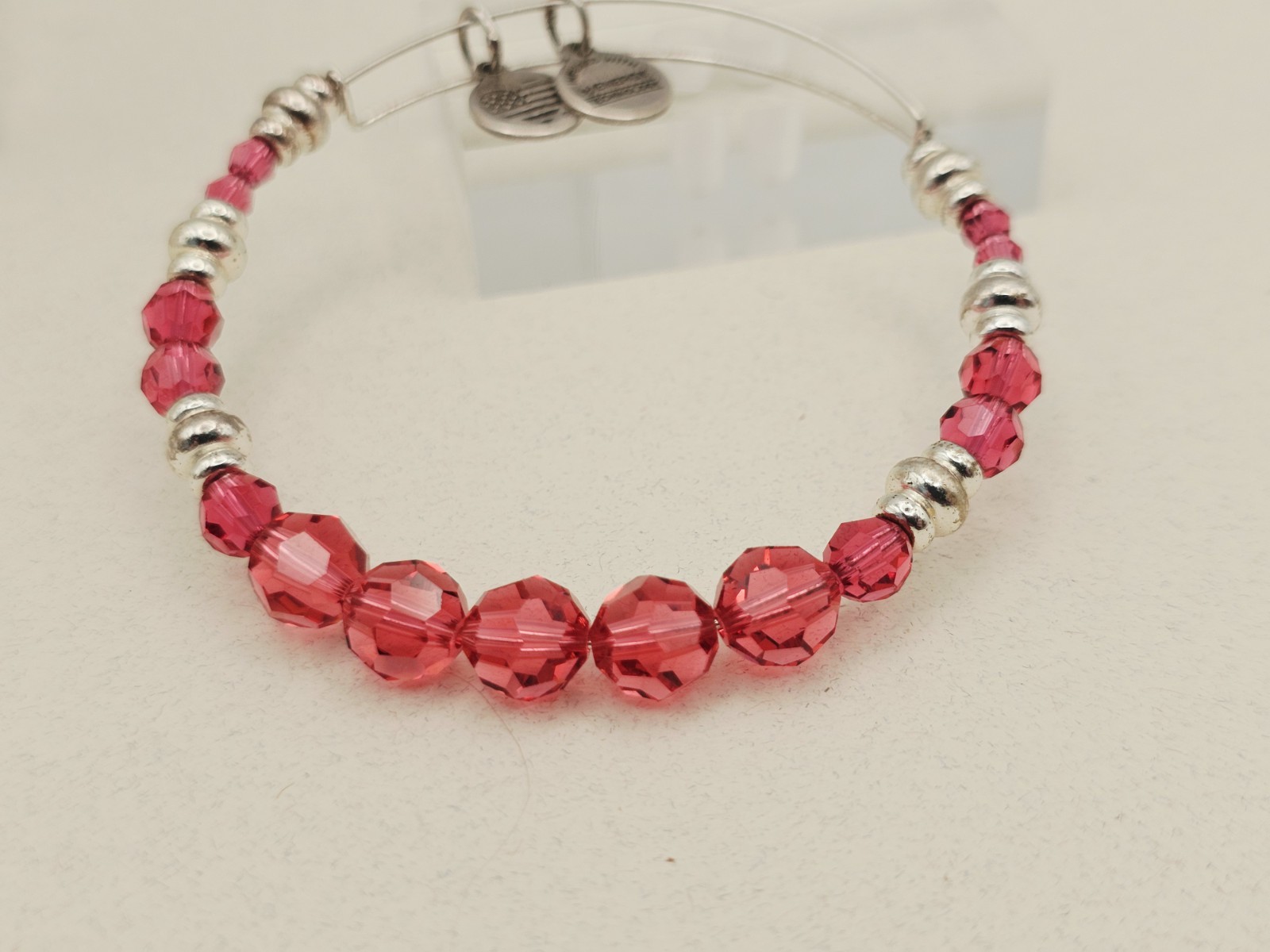 Authentic Alex and Ani “Rouge” Swarovski Crystal Shiny Silver Beaded Bracelet 💕