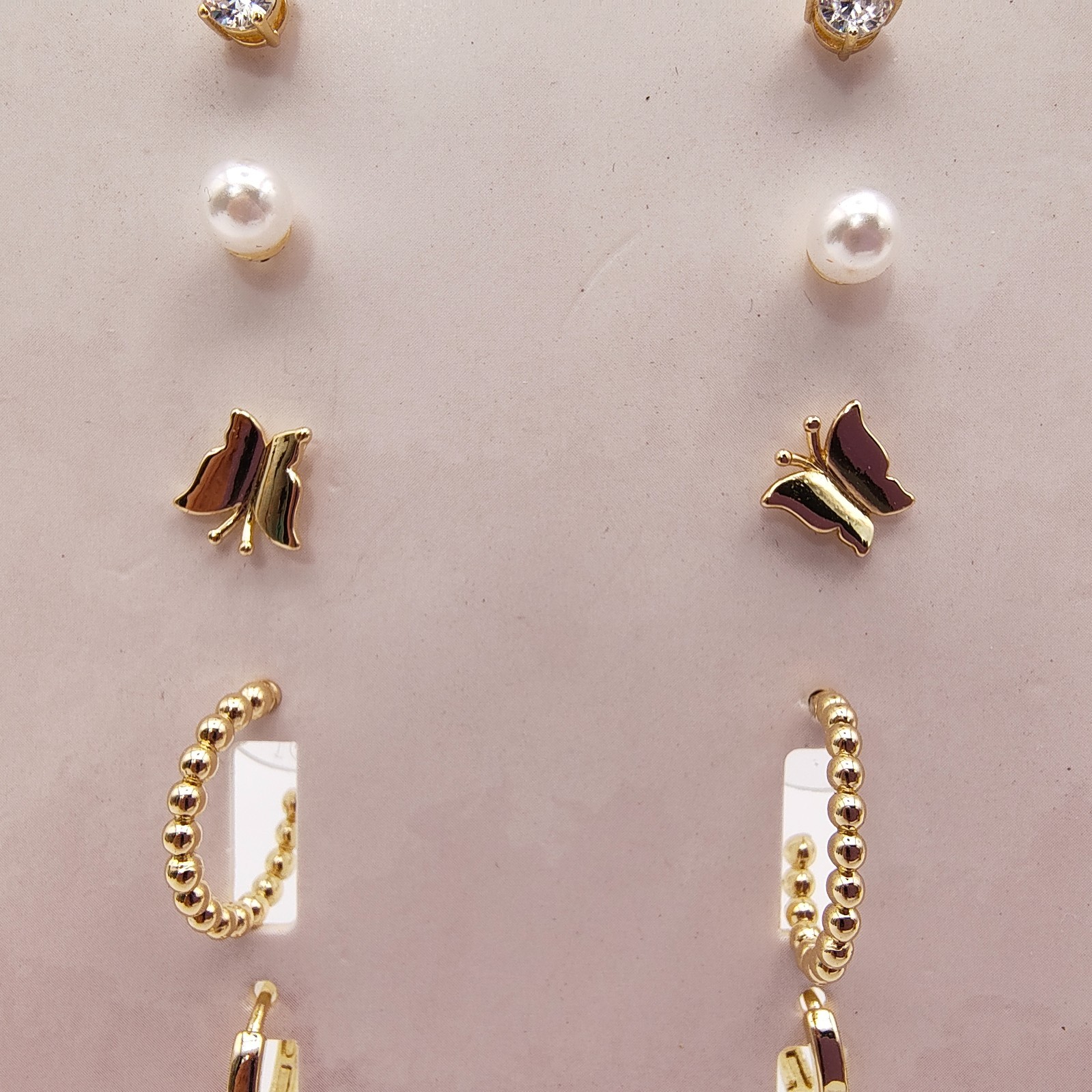 Believe by Brilliance Earring Stack 6 Pair Set 14kt Gold Flash Plated CZ