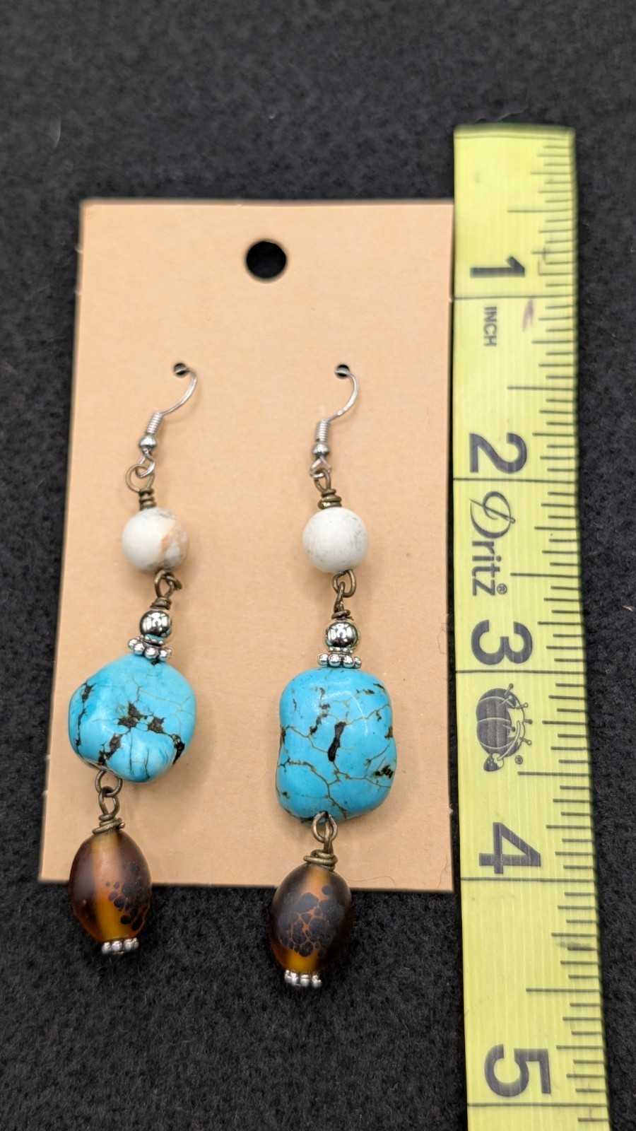 Women’s Artisan Stylish Boho Mixed Beaded Drop Dangly Hook Earrings 💙🤍🤎