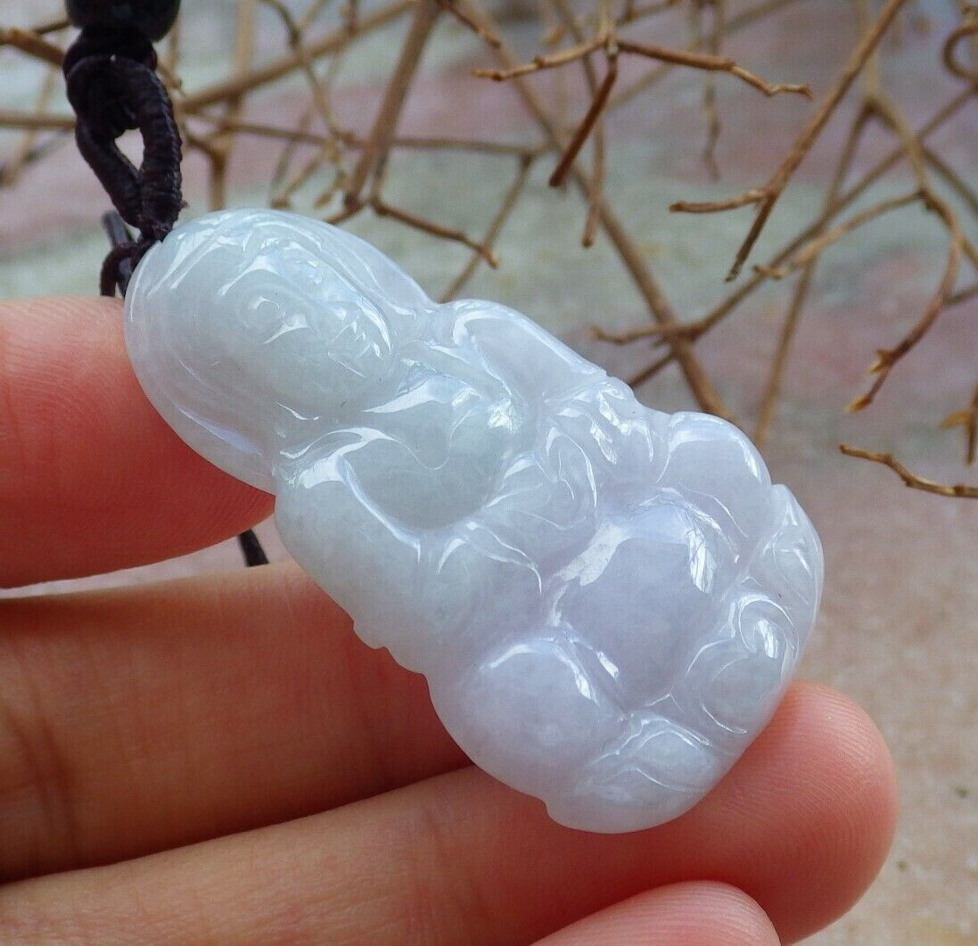 Video Certified Purple Natural A Jade jadeite Pendant Kwan yin Guanyin 406221 TS