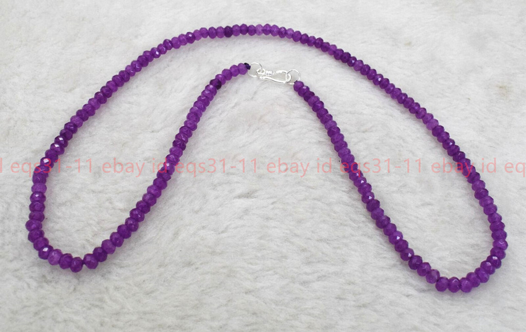 2x4mm Alexandrite Faceted Roundel Gems Beads Necklace 16-28” Silver Clasp AA