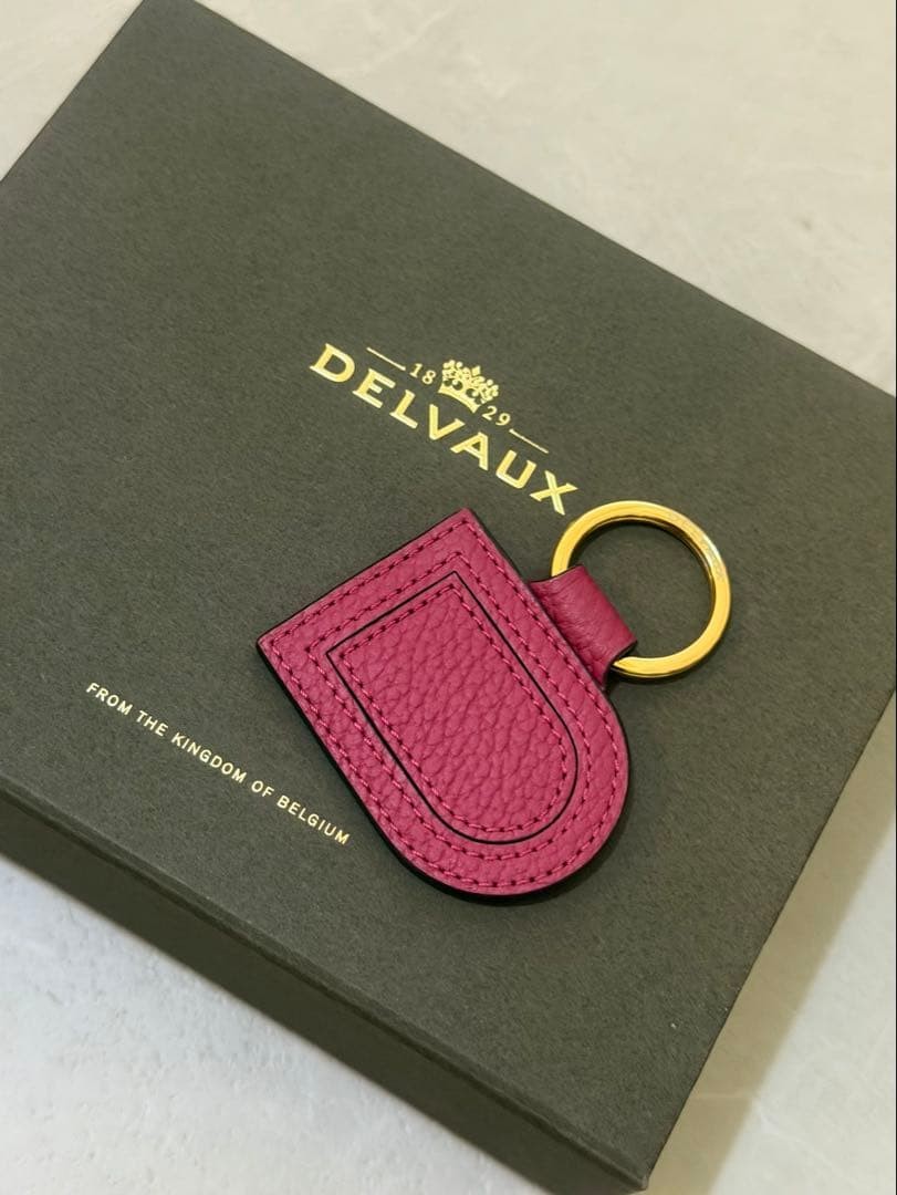 Delvaux Pink Leather Keyring Charm Used with Accessories